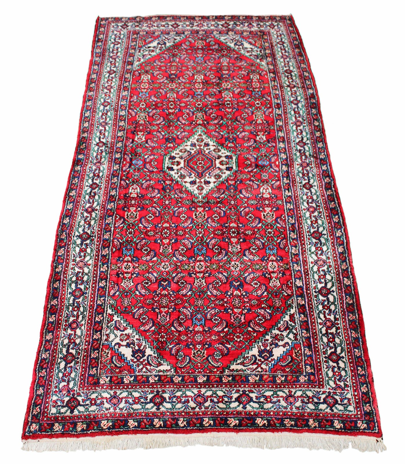 Persian Hamadan Hand Woven Wool Rug Carpet Red (5" X 12") (1 of 8)