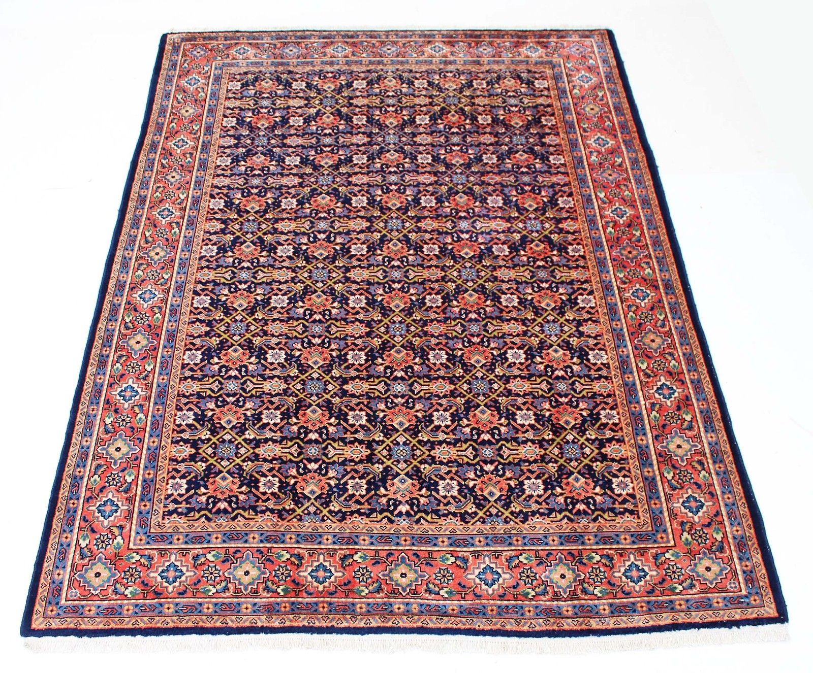 Persian Hand Woven Wool Rug Carpet Blue Terracotta (7'4" X 10") 4093