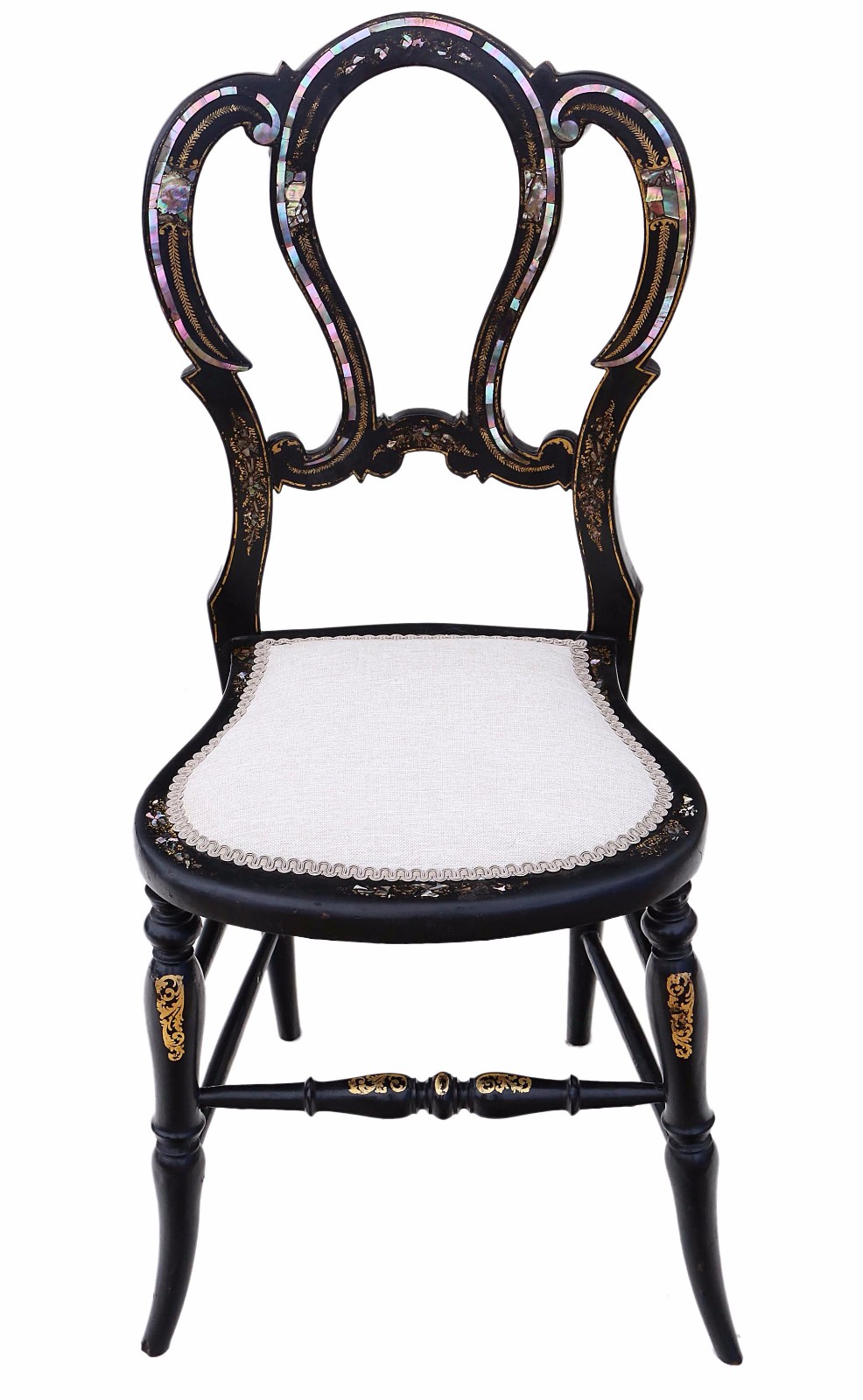 Victorian Mother of Pearl Inlaid Bedroom Side Chair c.1890 (1 of 8)