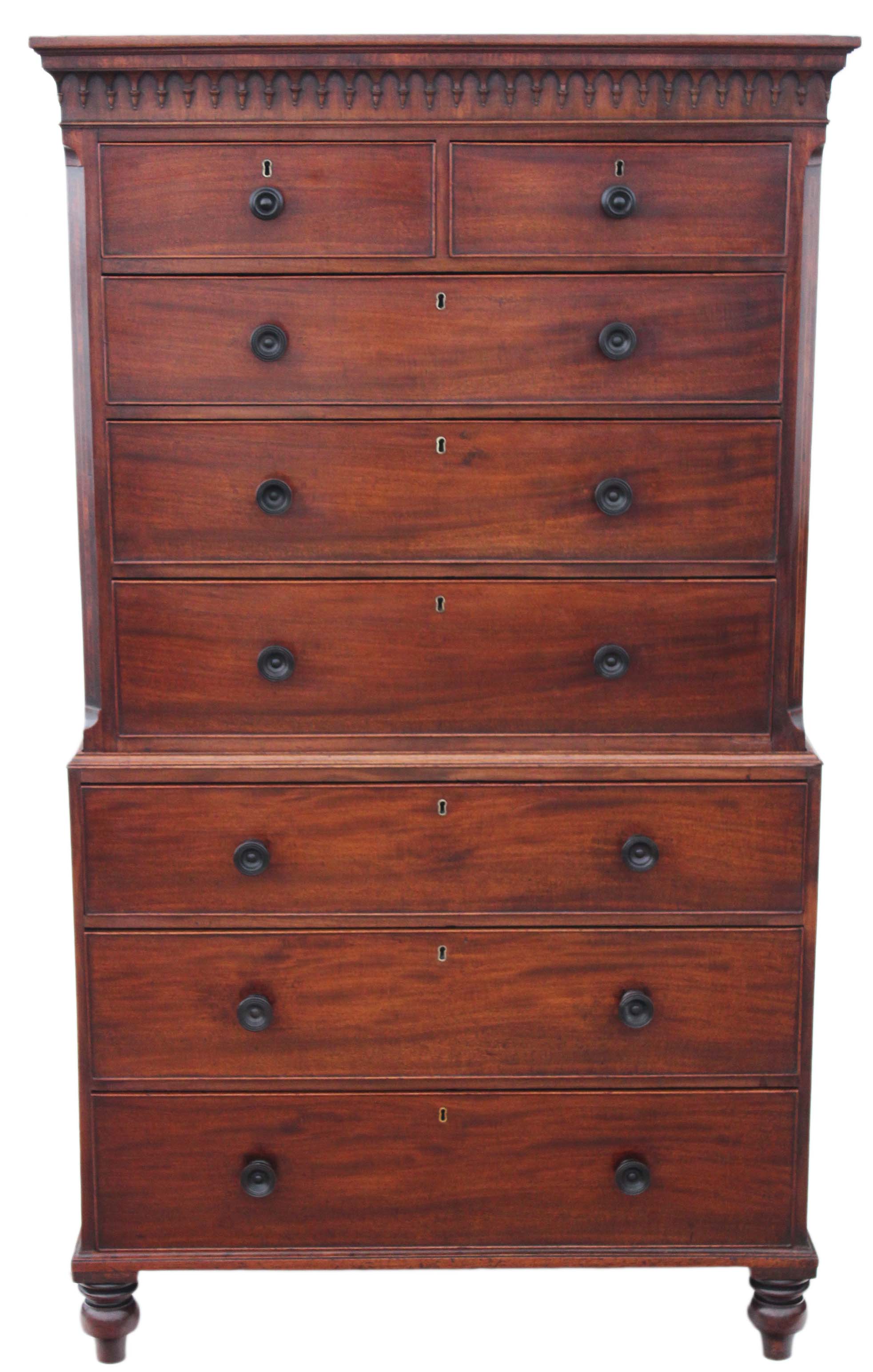 Antique large Georgian Mahogany Tallboy Chest on Chest of Drawers c.1800 (1 of 1) Antique large Georgian Mahogany Tallboy Chest on Chest of Drawers c.1800 (1 of 1)