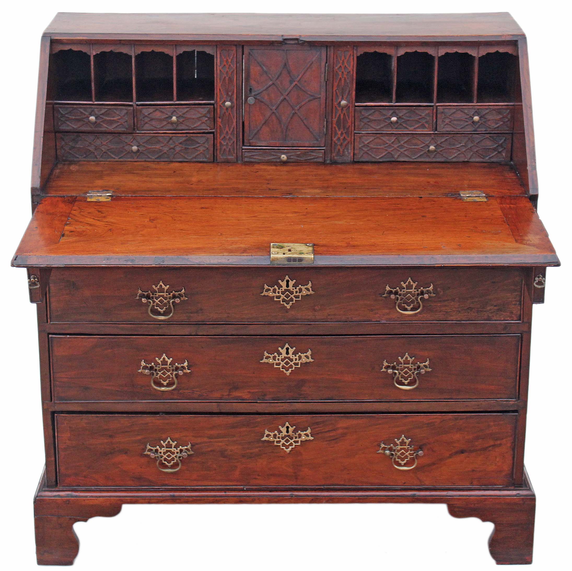 Antique Georgian Walnut and Fruitwood Bureau / Desk / Writing Table (1 of 1) Antique Georgian Walnut and Fruitwood Bureau / Desk / Writing Table (1 of 1)