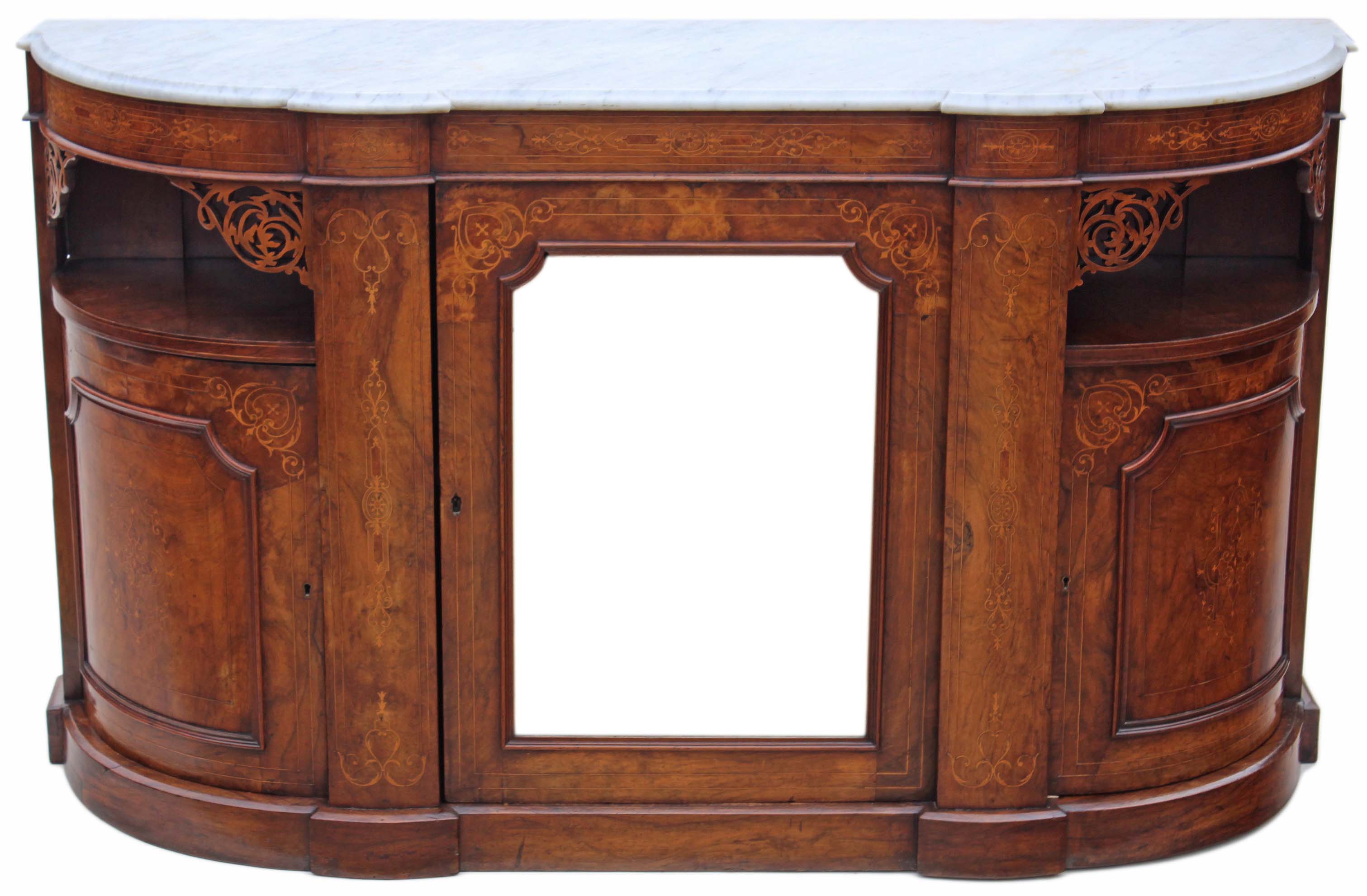 Antique large Victorian 19C inlaid burr walnut credenza chiffonier sideboard (1 of 1) Antique large Victorian 19C inlaid burr walnut credenza chiffonier sideboard (1 of 1)