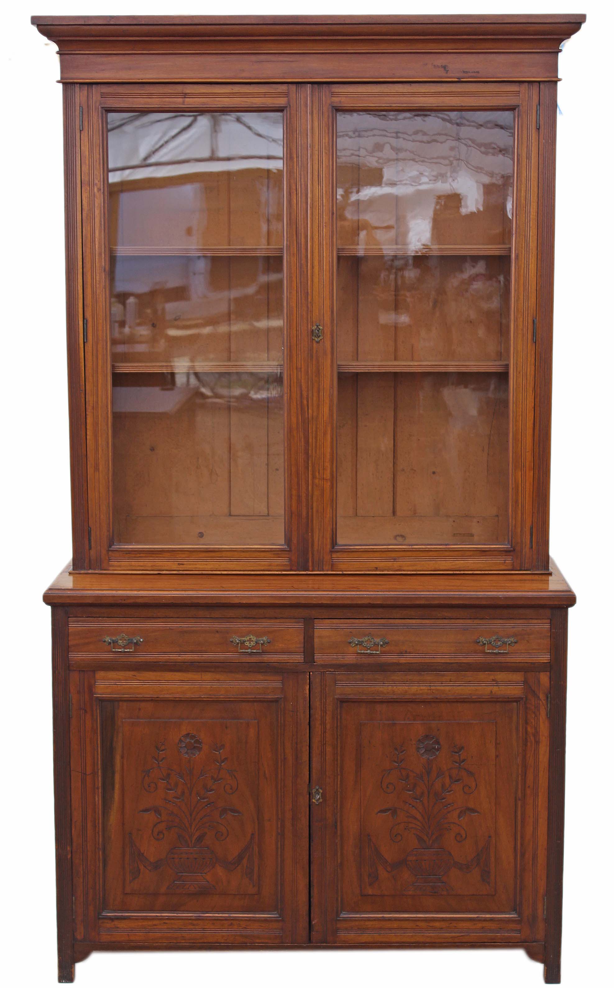 Antique large Edwardian Walnut Glazed Bookcase / Display Cabinet Art Nouveau (1 of 1) Antique large Edwardian Walnut Glazed Bookcase / Display Cabinet Art Nouveau (1 of 1)