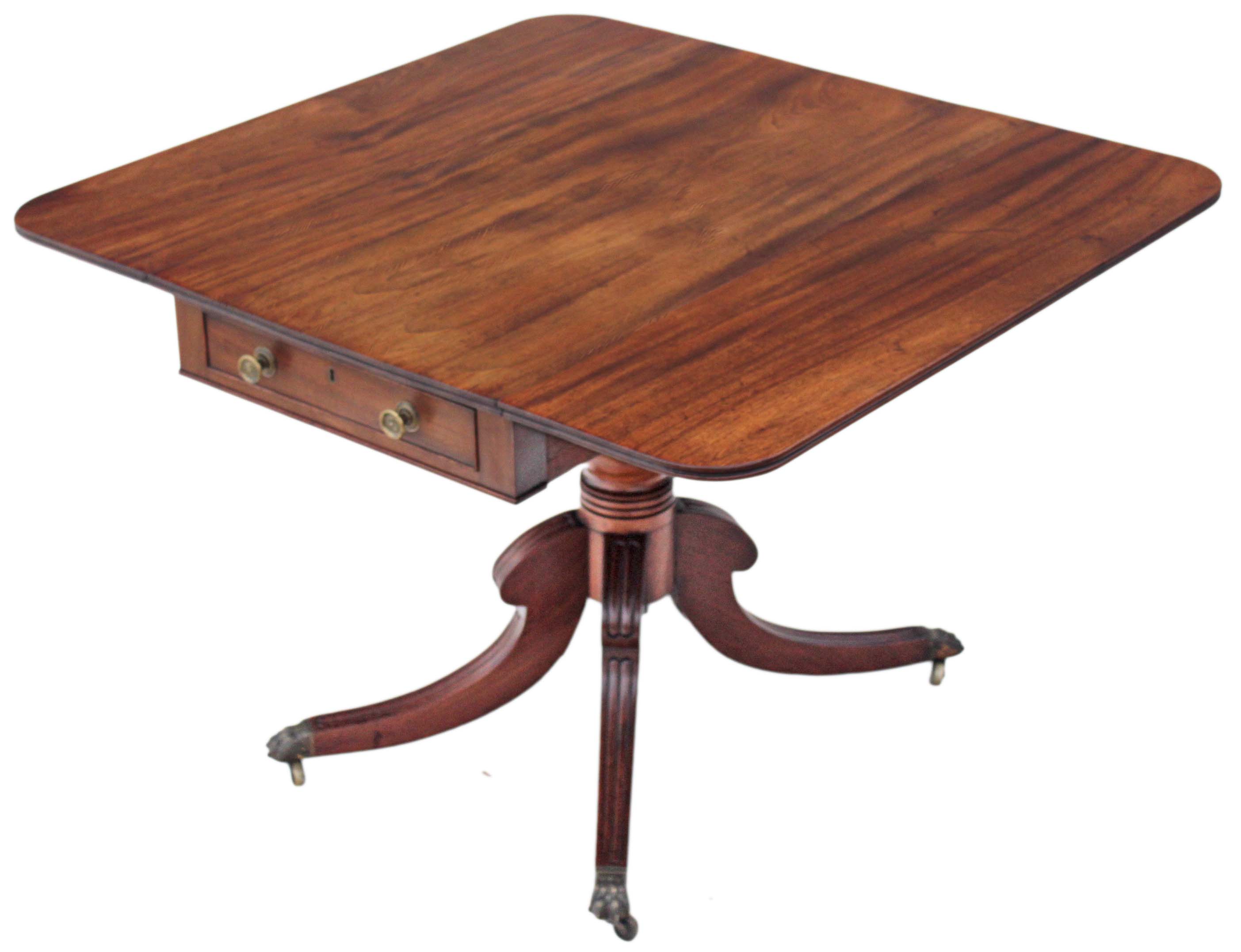 Antique Georgian Regency Mahogany Pedestal Pembroke Sofa Table (1 of 1) Antique Georgian Regency Mahogany Pedestal Pembroke Sofa Table (1 of 1)
