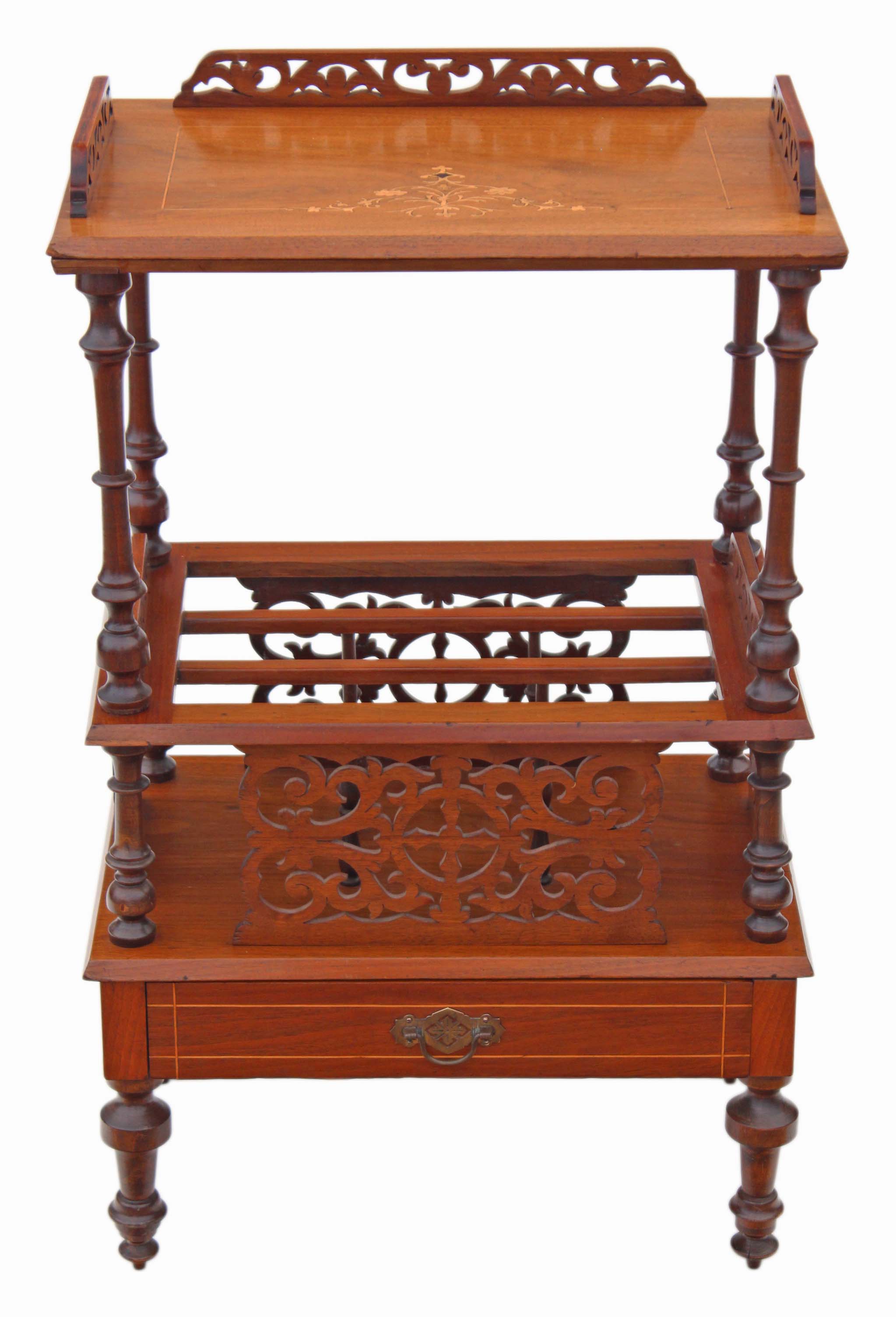 Antique Victorian Inlaid Walnut Canterbury Magazine RAck (1 of 1) Antique Victorian Inlaid Walnut Canterbury Magazine RAck (1 of 1)