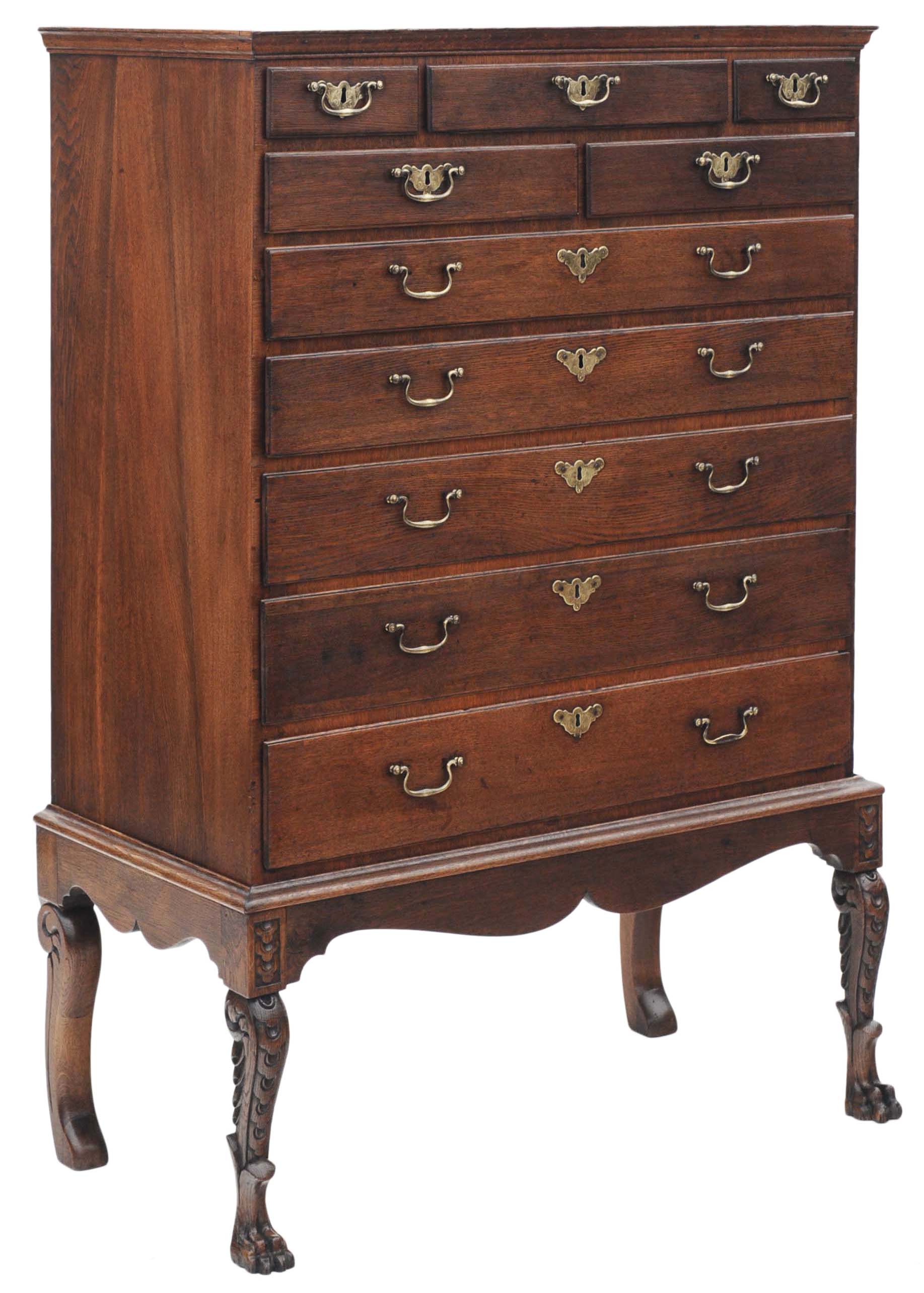 Antique large 18th Century Georgian Oak Tallboy / Chest of 10 Drawers (1 of 1) Antique large 18th Century Georgian Oak Tallboy / Chest of 10 Drawers (1 of 1)