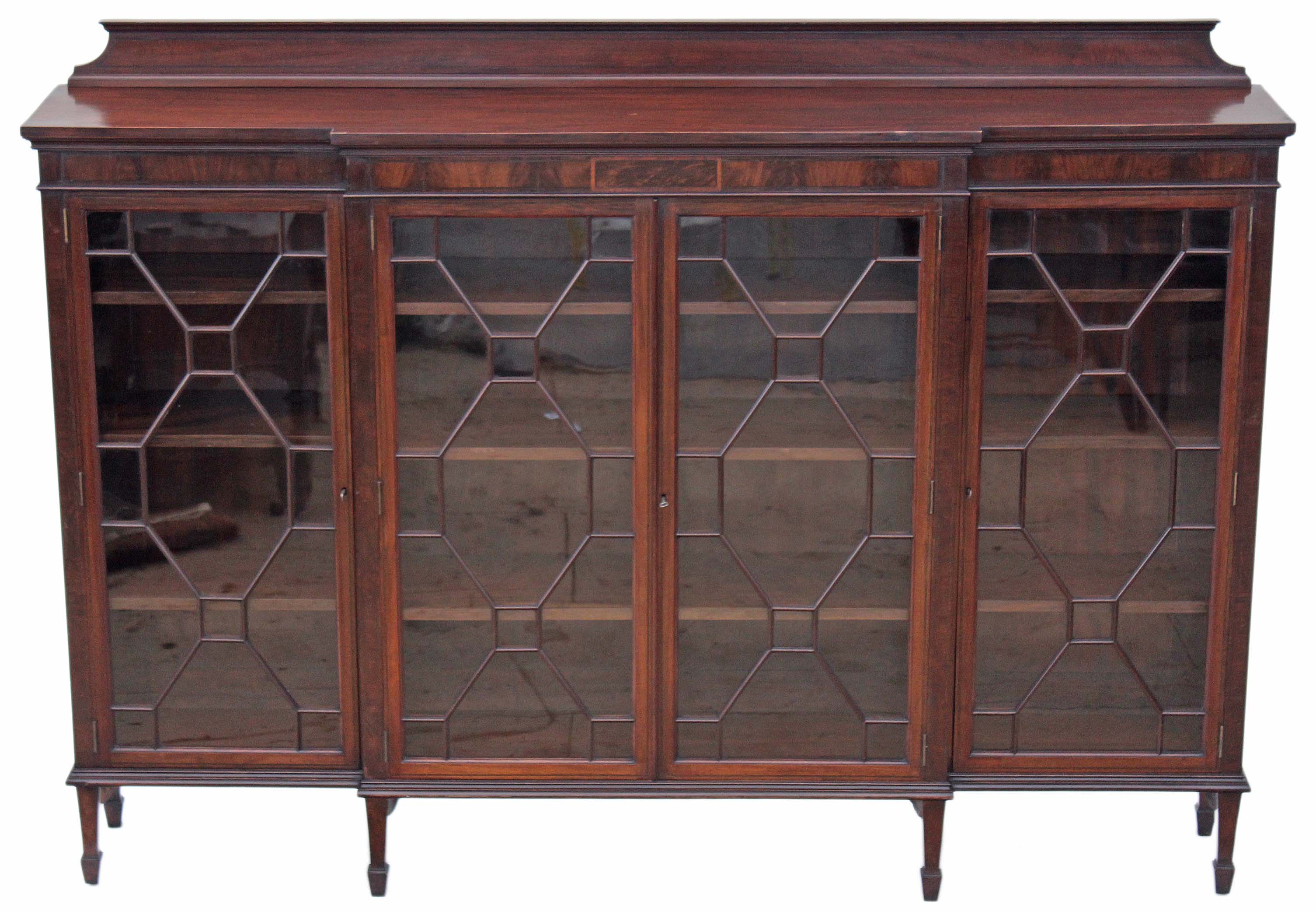 Antique Large Edwardian Mahogany Breakfront Glazed Bookcase / Display Cabinet (1 of 1) Antique Large Edwardian Mahogany Breakfront Glazed Bookcase / Display Cabinet (1 of 1)