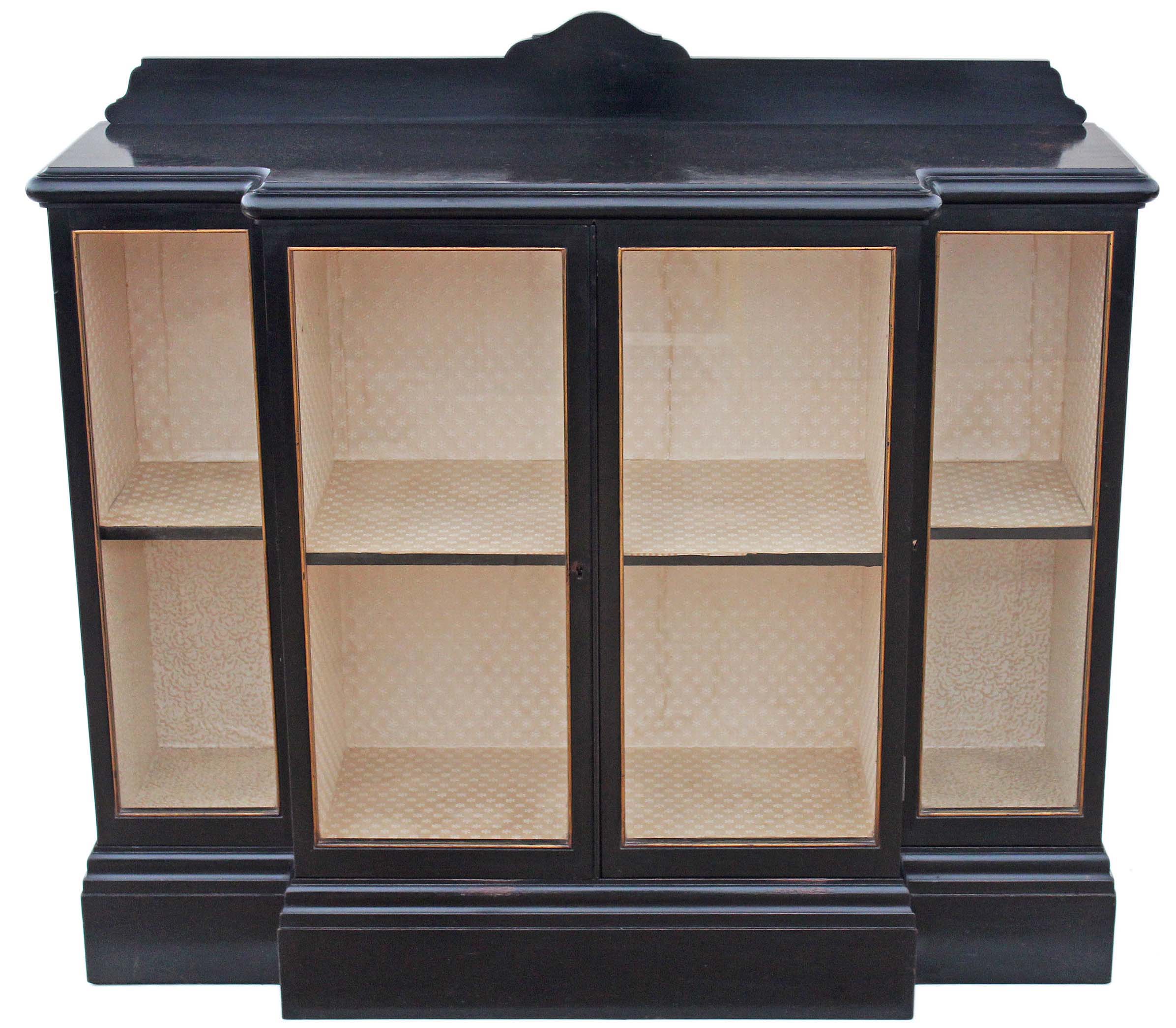 Antique Large Victorian Ebonised Breakfront Glazed Display Cabinet / Bookcase (1 of 1) Antique Large Victorian Ebonised Breakfront Glazed Display Cabinet / Bookcase (1 of 1)