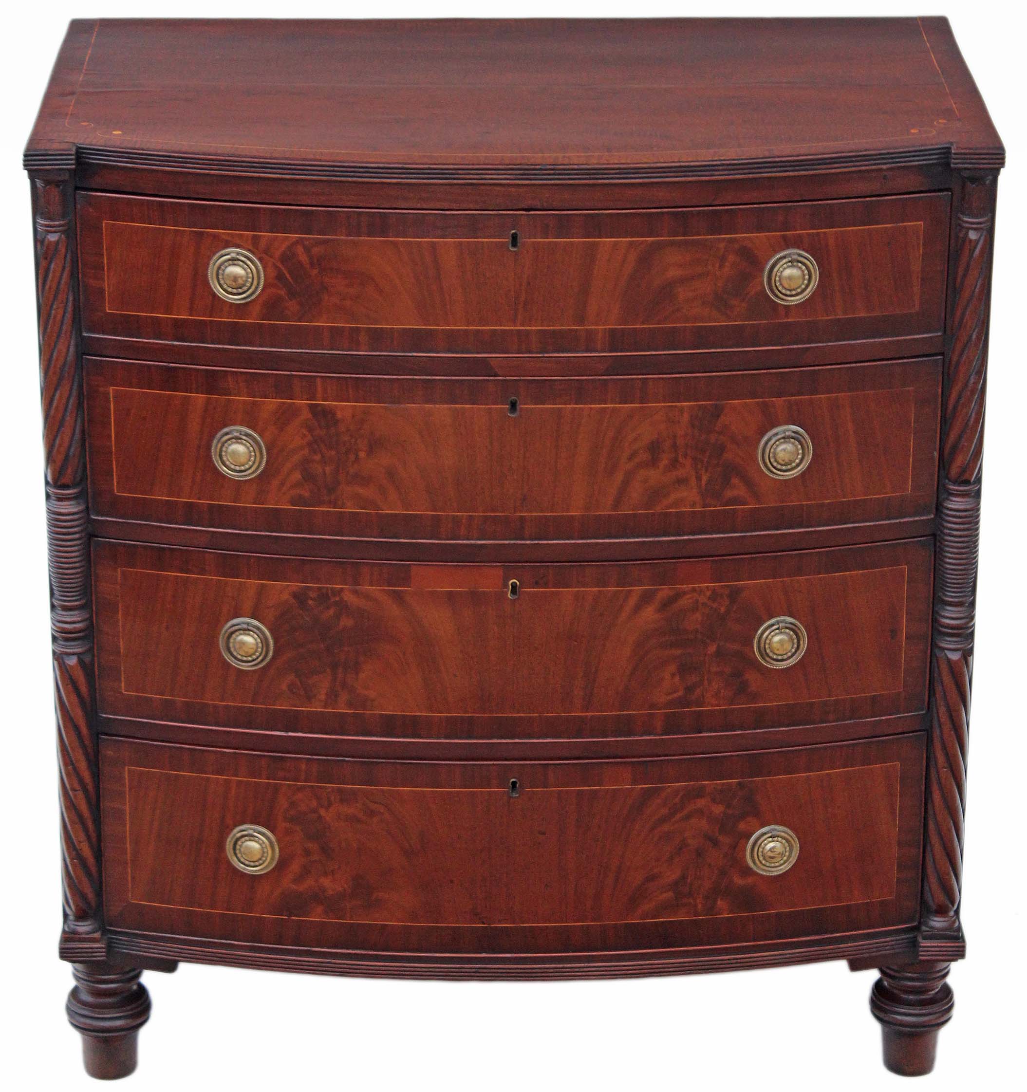 Antique Georgian Regency Inlaid Mahogany Bow Front Chest of Drawers (1 of 1) Antique Georgian Regency Inlaid Mahogany Bow Front Chest of Drawers (1 of 1)