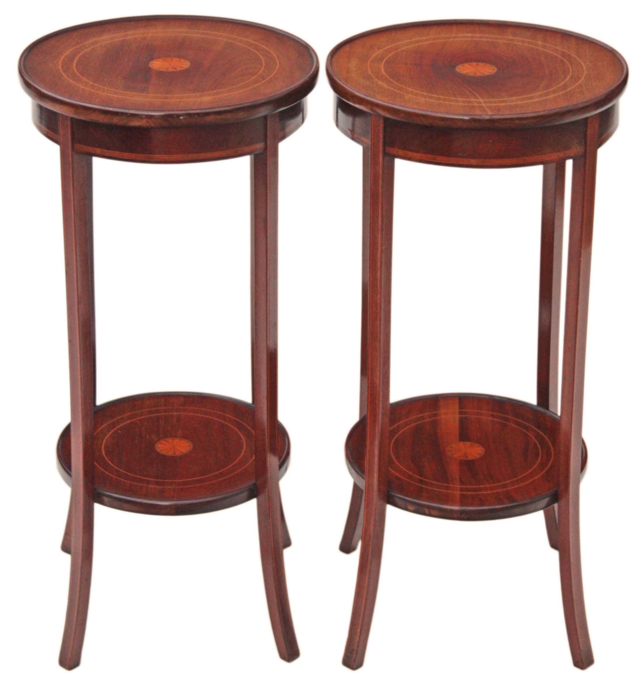 Antique pair of Edwardian inlaid mahogany plant stands jardiniere tables (1 of 1) Antique pair of Edwardian inlaid mahogany plant stands jardiniere tables (1 of 1)