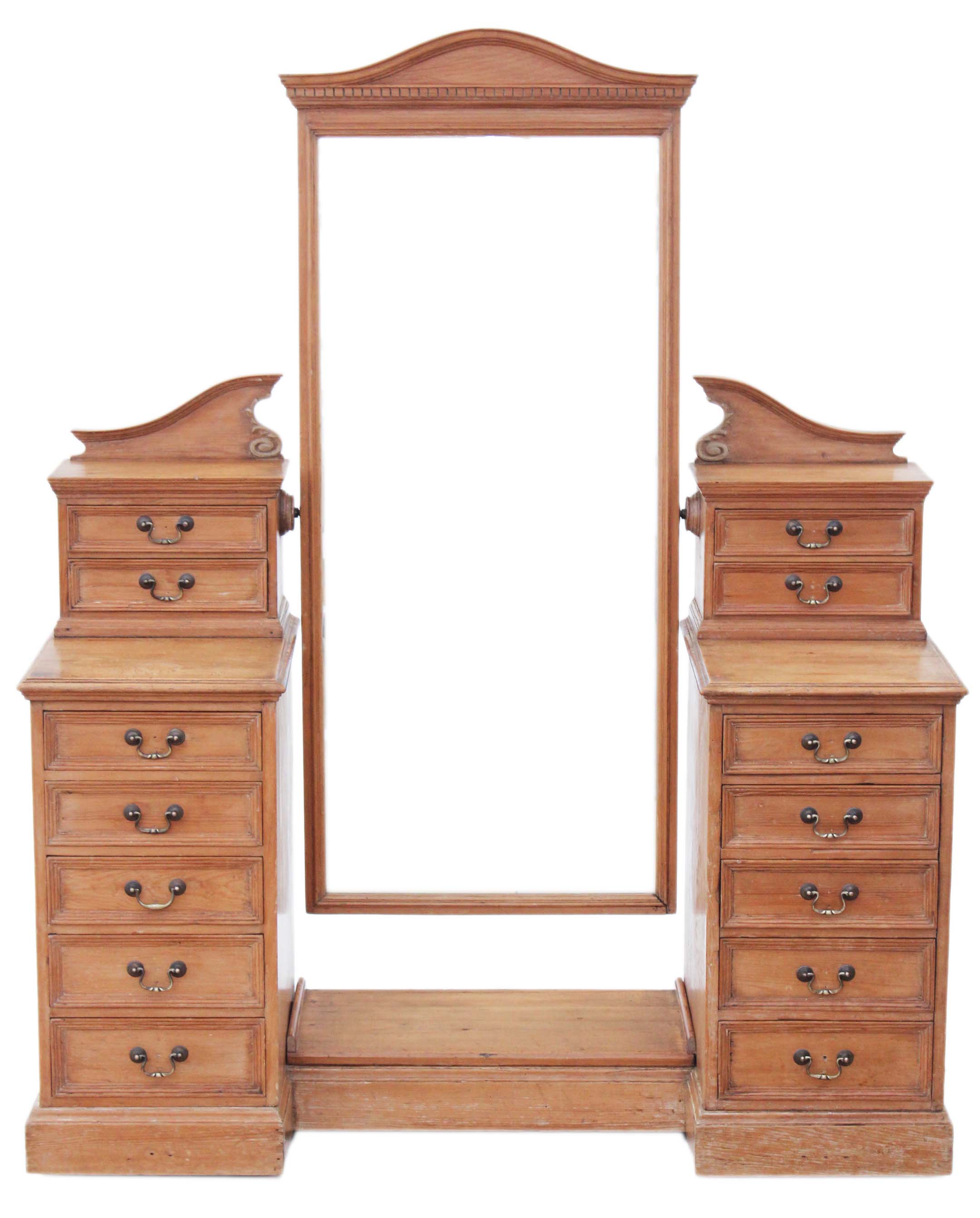 Antique large Victorian 19C pine twin pedestal dressing table (1 of 1) Antique large Victorian 19C pine twin pedestal dressing table (1 of 1)