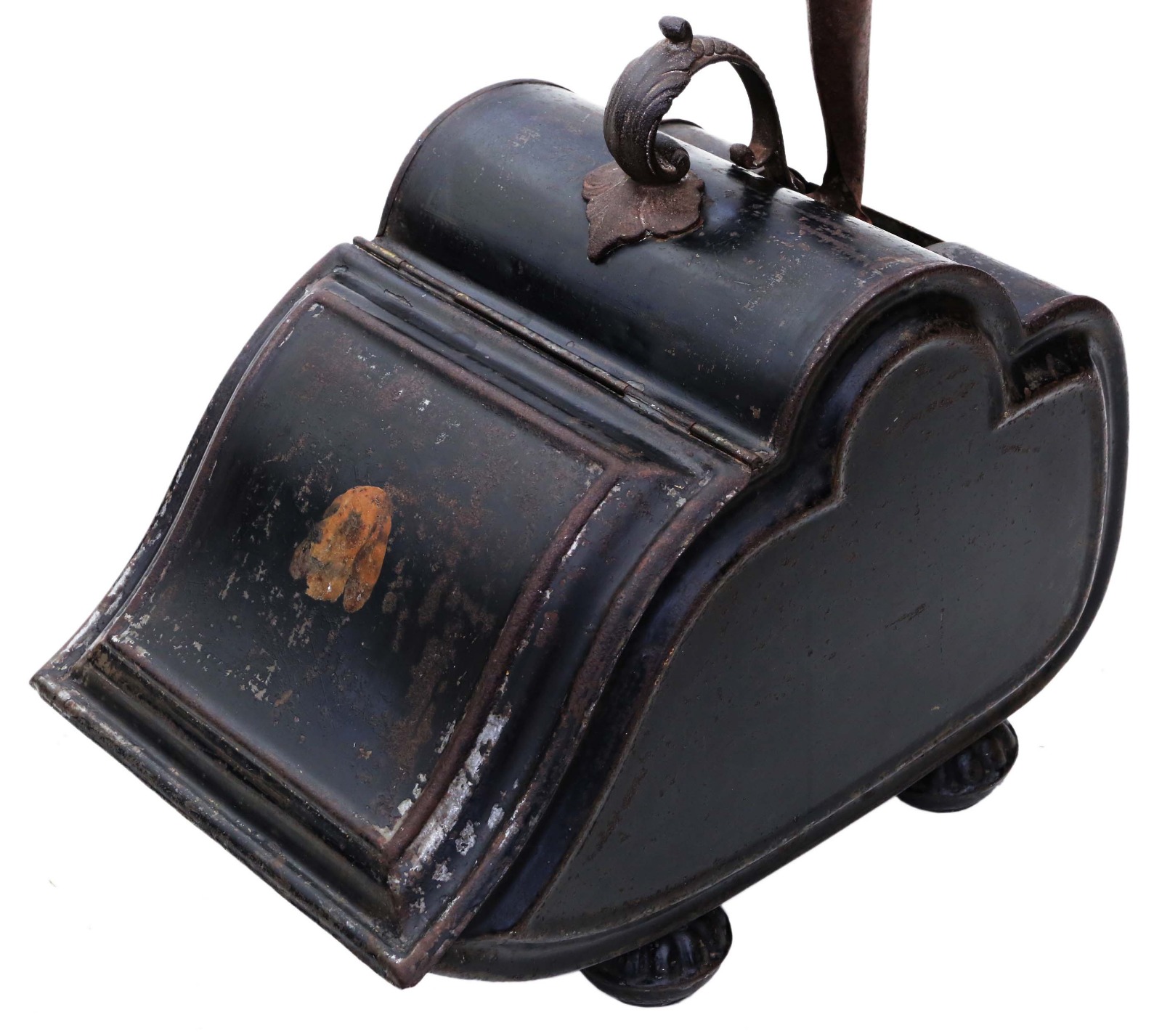 Victorian Japanned Steel Coal Scuttle Box or Purdonium c.1850 (1 of 10)