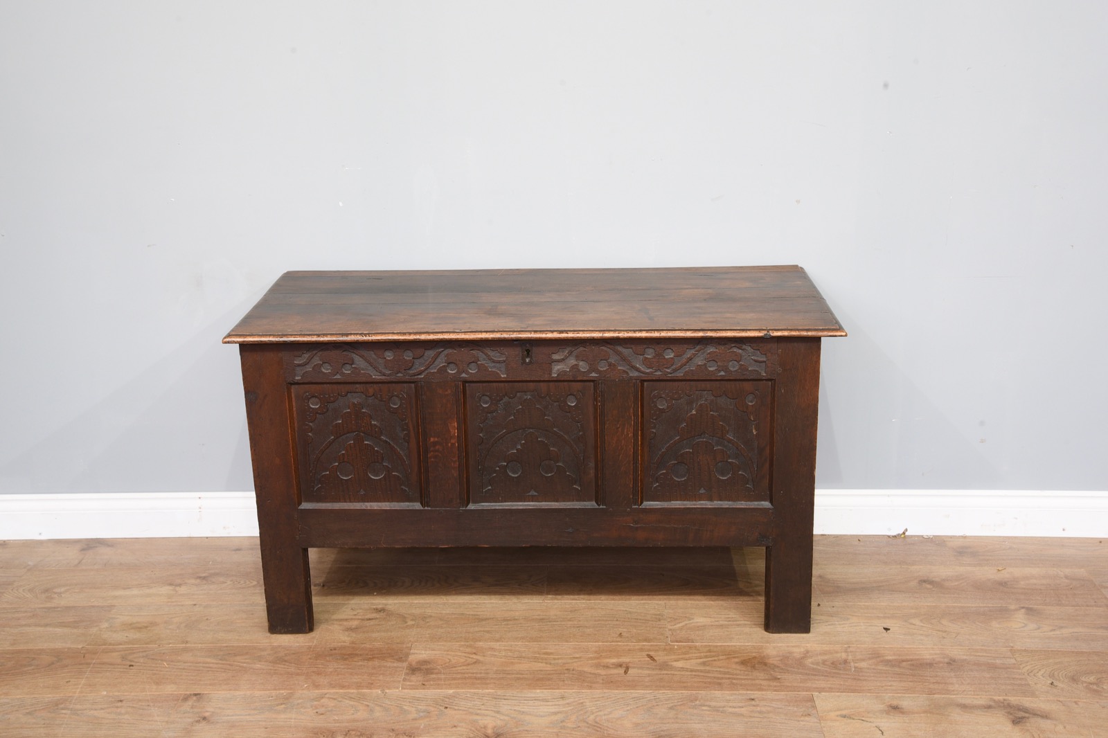 Late 18th Century Carved Oak Coffer (1 of 1) Late 18th Century Carved Oak Coffer (1 of 1)