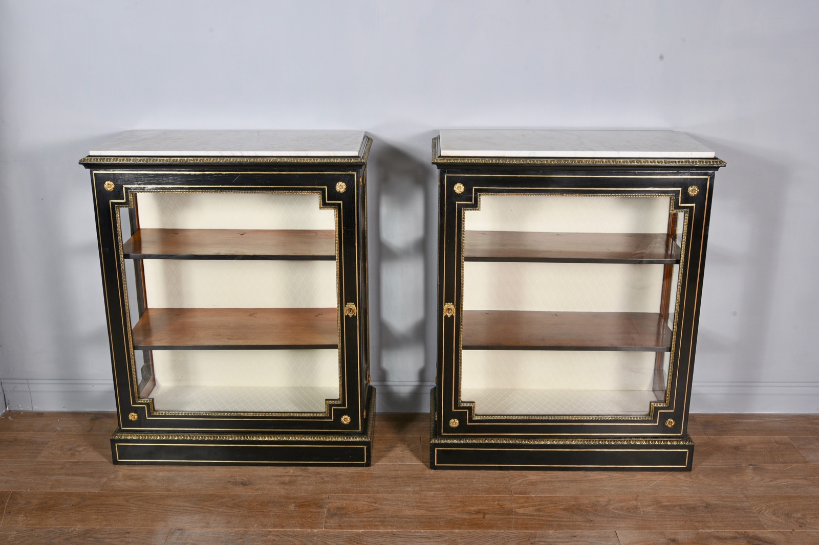 Pair of Victorian Brass Inlaid Pier Cabinet (1 of 1)