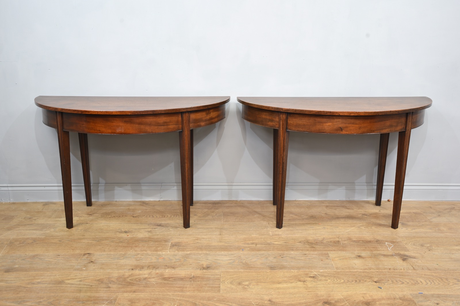 Antique Pair of Georgian Mahogany Demi Lune Console Tables (1 of 3) Antique Pair of Georgian Mahogany Demi Lune Console Tables (1 of 3)