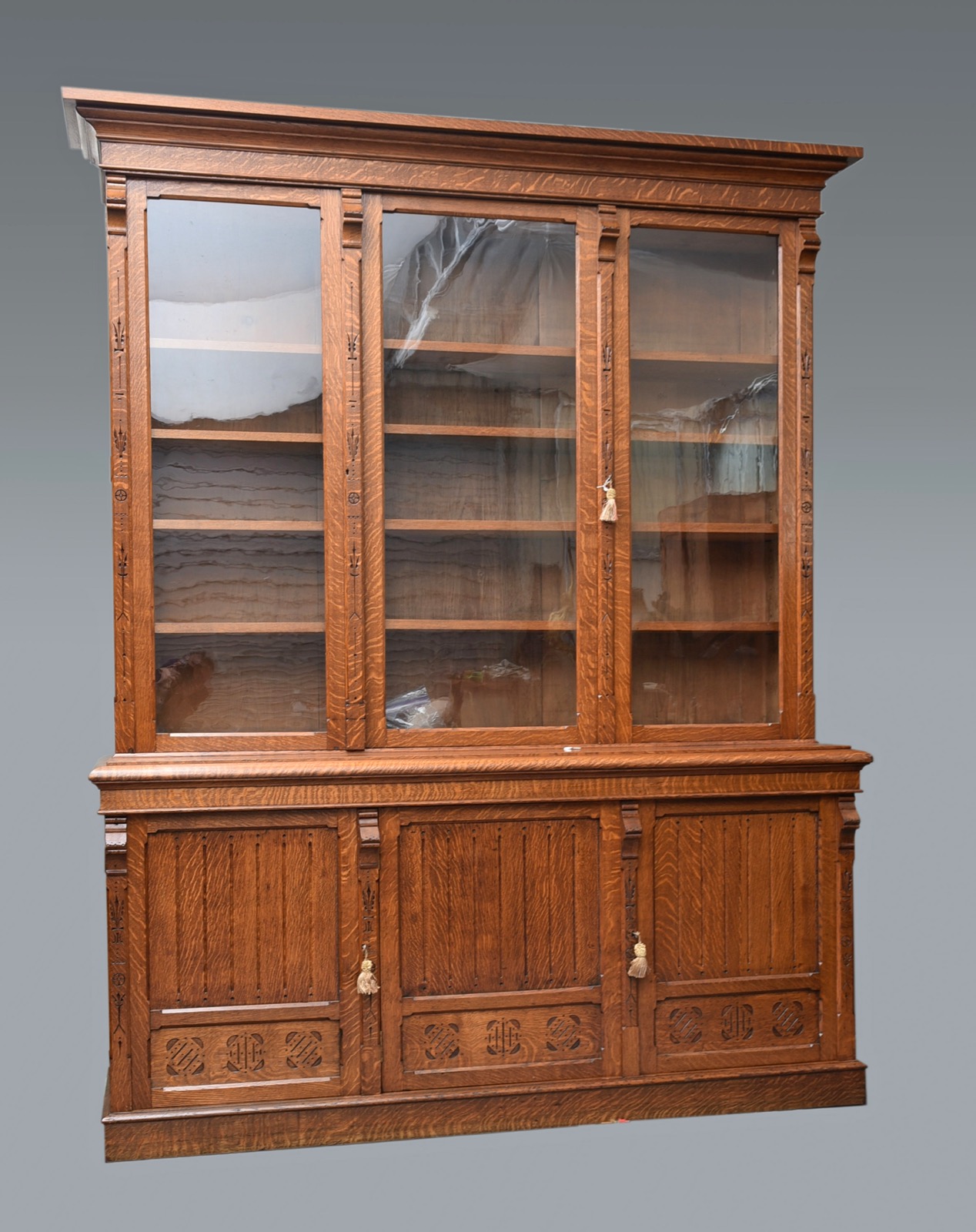 Large Victorian Arts & Crafts Oak Library Bookcase (1 of 1) Large Victorian Arts & Crafts Oak Library Bookcase (1 of 1)