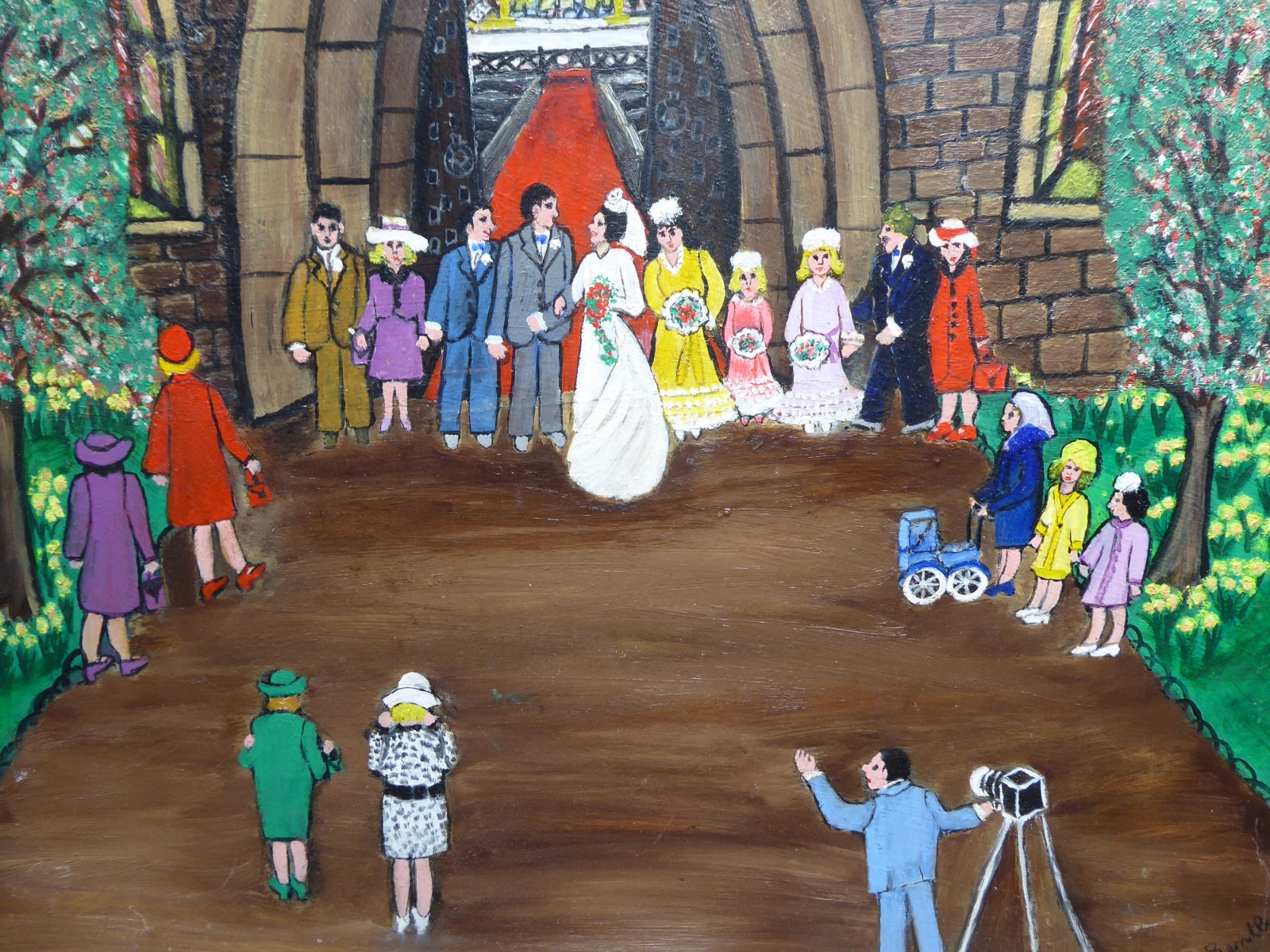 Oil on Board of 'The Wedding' by Artist Eunice Bentley (1 of 17)