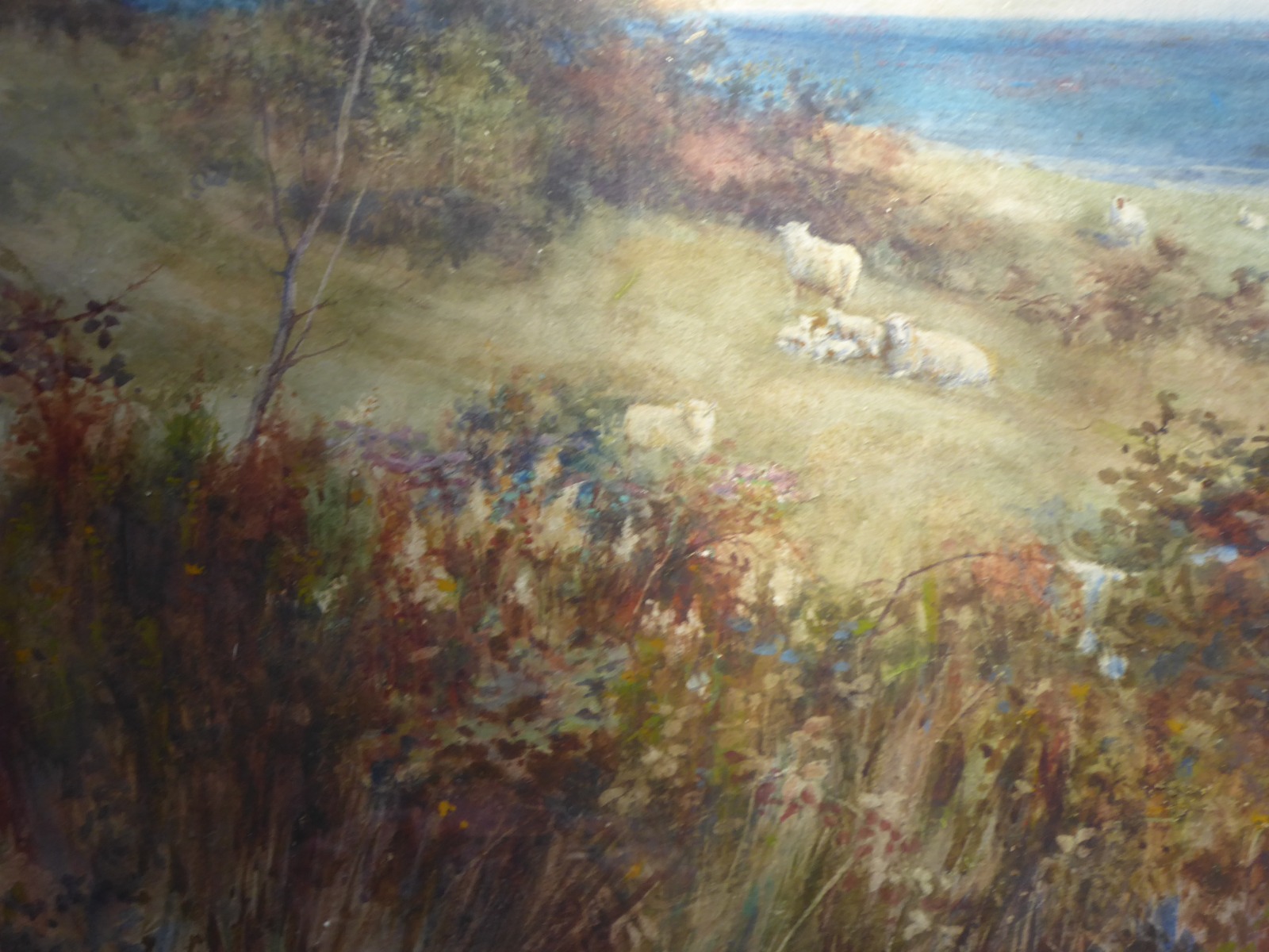 Watercolour Sheep by the Coastline Artist Carl Otto Hirsch 1891 (1 of 13)