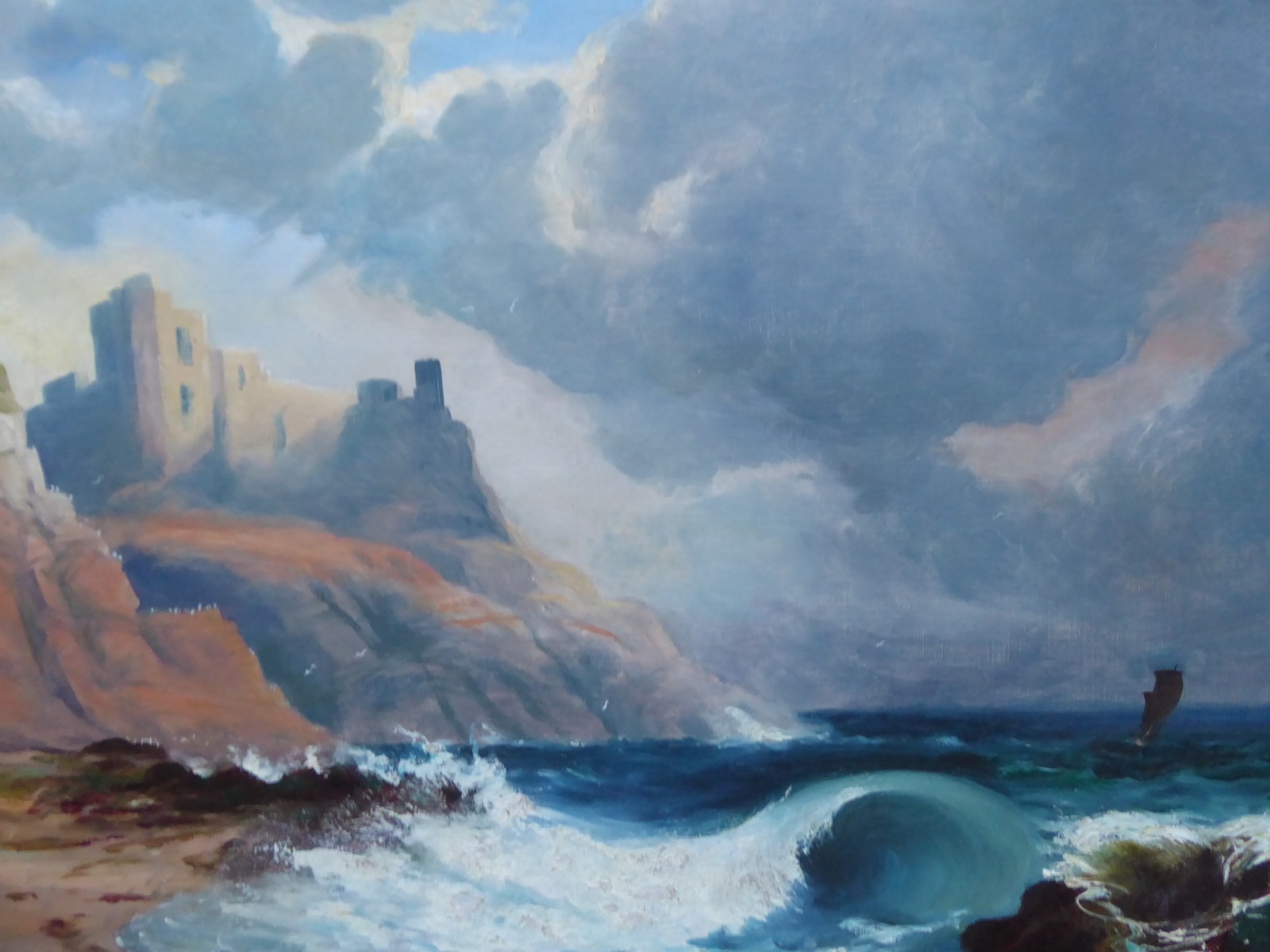 Large Oil on Canvas The Raging Sea Listed Artist G H Pettit (1 of 12)