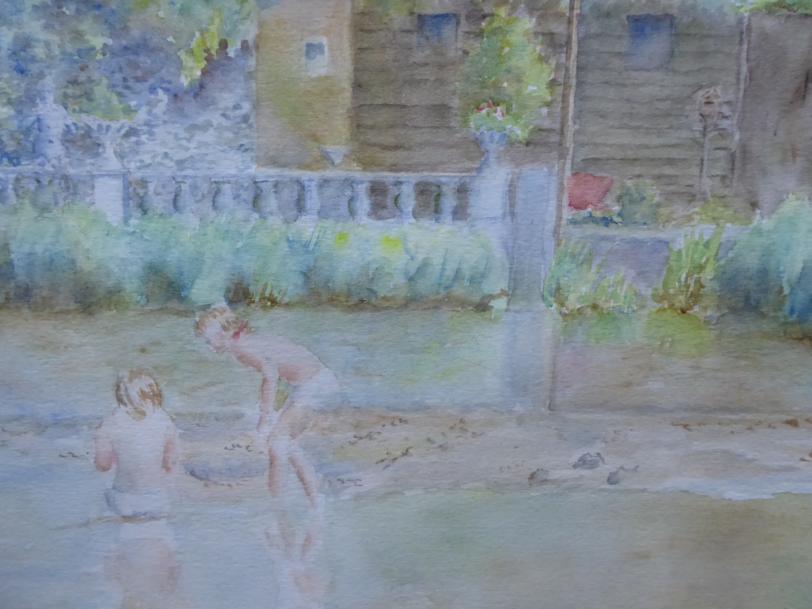 Watercolour Bathing in the River Darent Artist Peter Burrows (1 of 10)