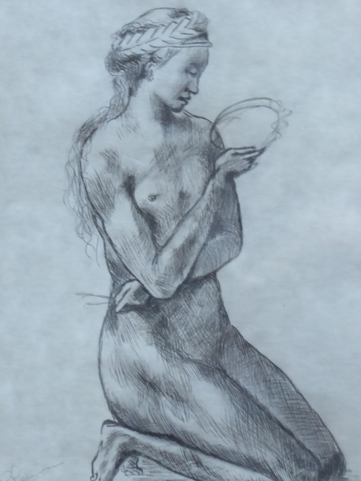 Pencil & Crayon Drawing Nude Study Signed (1 of 7)