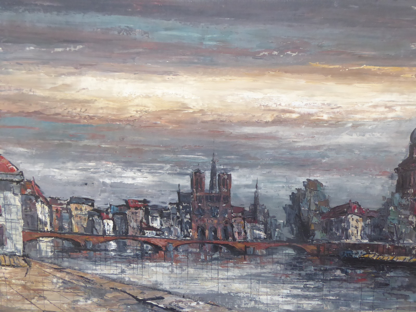 Large Oil on Canvas Rotterdam Artist F Foracorn 1960s-1970s (1 of 10)