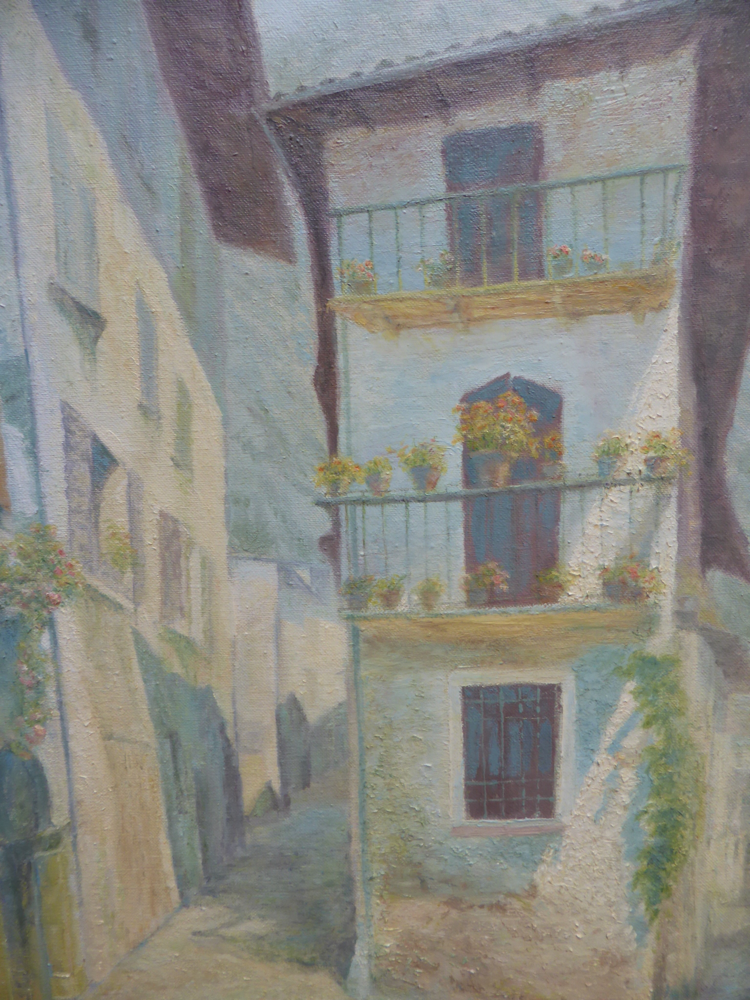 Oil on Canvas of Mediterranean Courtyard 1960s (1 of 7) Oil on Canvas of Mediterranean Courtyard 1960s (1 of 7)