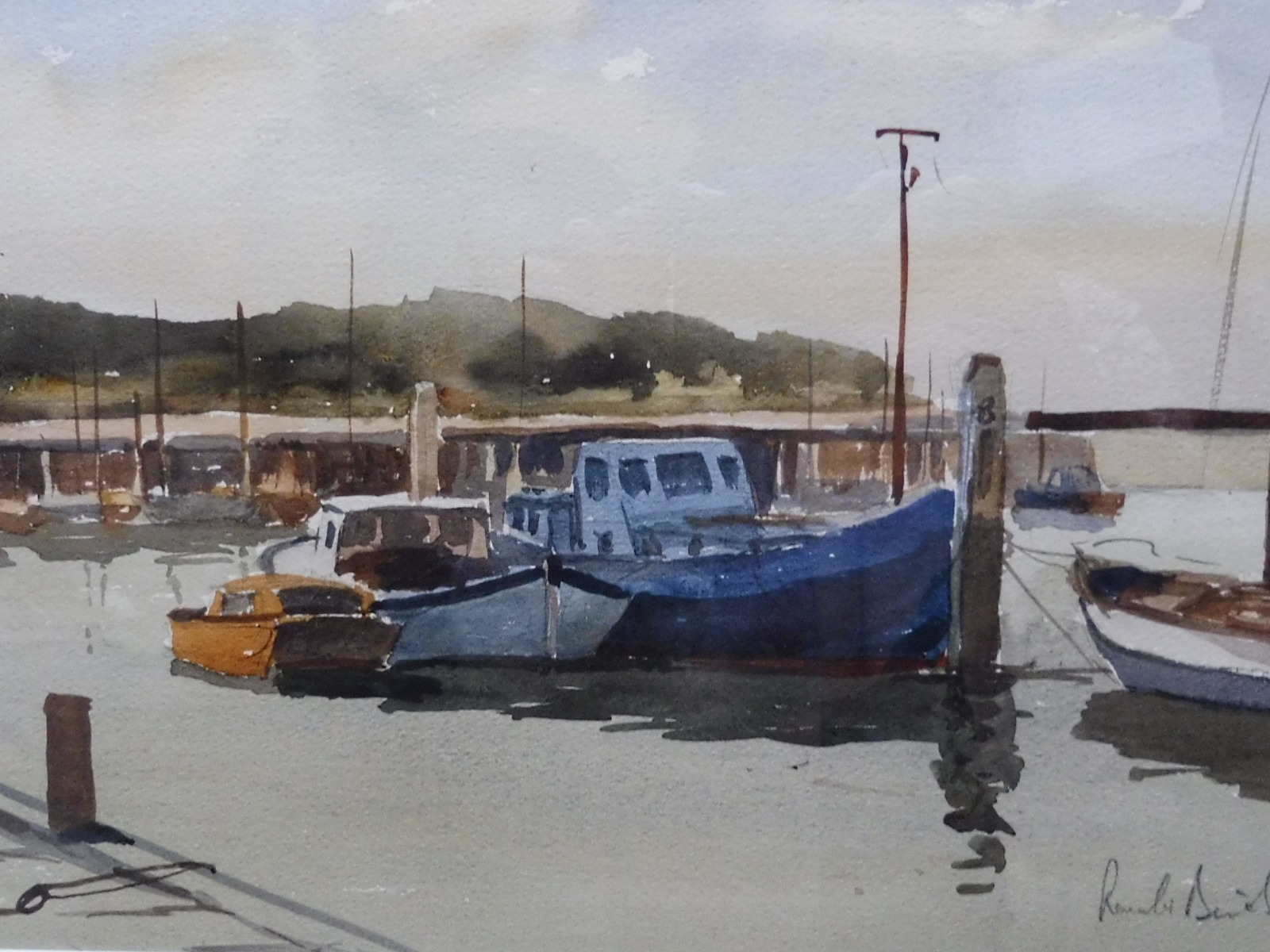 Watercolour & Ink Yarmouth Harbour Pier Listed Artist Ronald Birch (1 of 10)