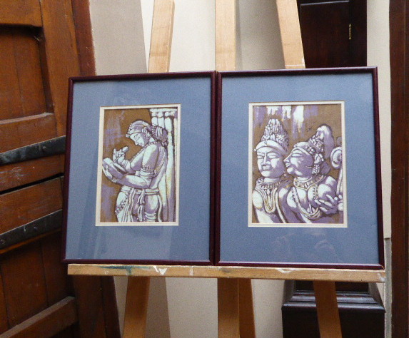 Pair of Watercolours 'On Silk South East Asian Figures' Study (1 of 11) Pair of Watercolours 'On Silk South East Asian Figures' Study (1 of 11)