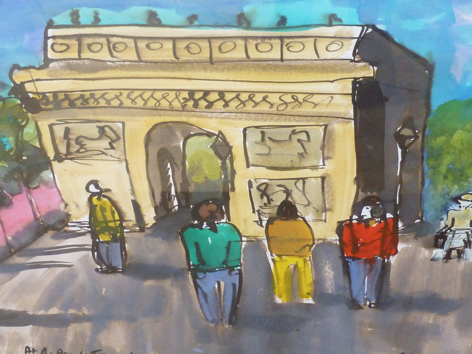 Watercolour Arc De Triomphe Listed Artist Mike Cheetham (1 of 6)