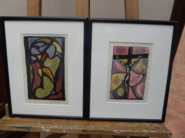 Pair of Watercolours 1950s Listed Artist Maria Rajecka (1 of 15)