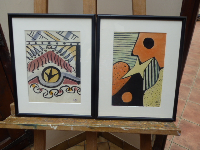 Pair of Watercolours 1950s Listed Artist Maria Rajecka (1 of 15)