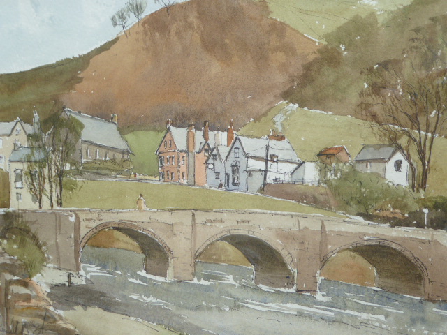 Watercolour & Ink the Bridge at Garrog Listed Artist Ronald Birch (1 of 10)