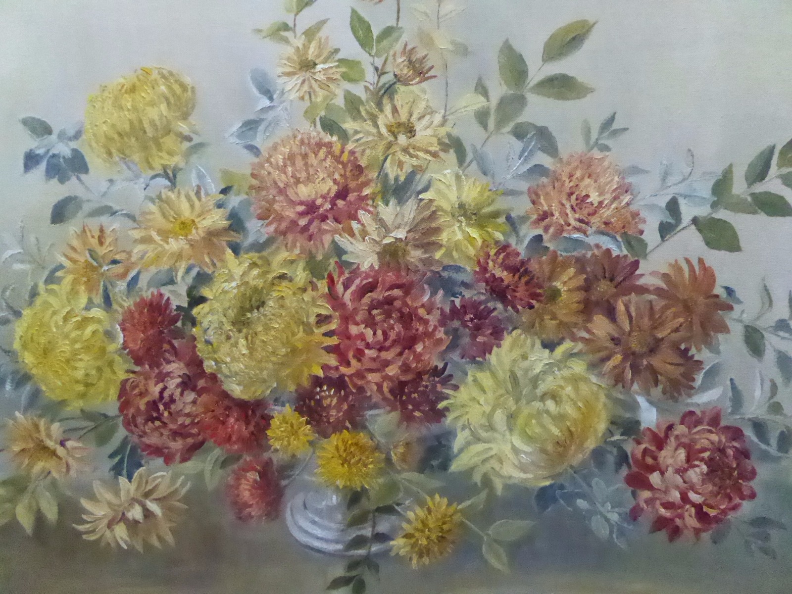 Oil on Canvas Autumn Flowers Listed Artist Muriel England FRSA (1 of 12)