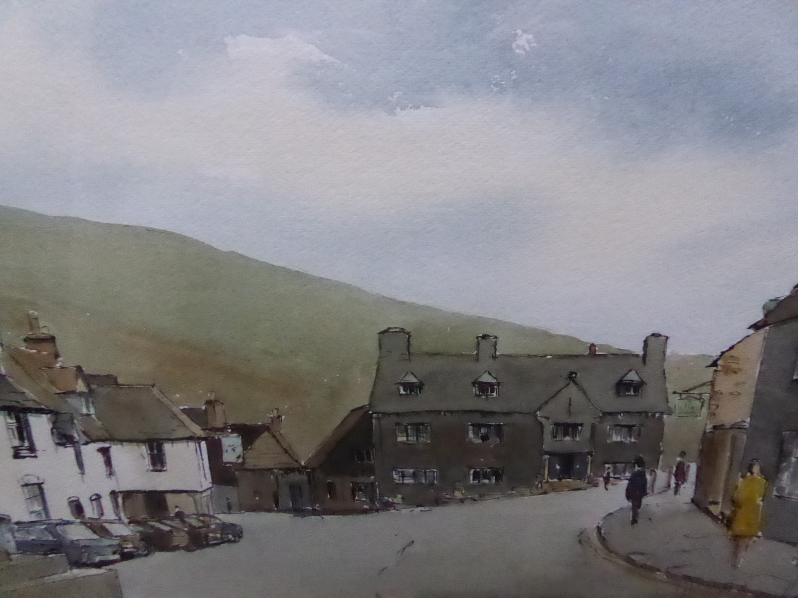 Watercolour & Ink the Square Corfe Castle Listed Artist Ronald Birch (1 of 14)