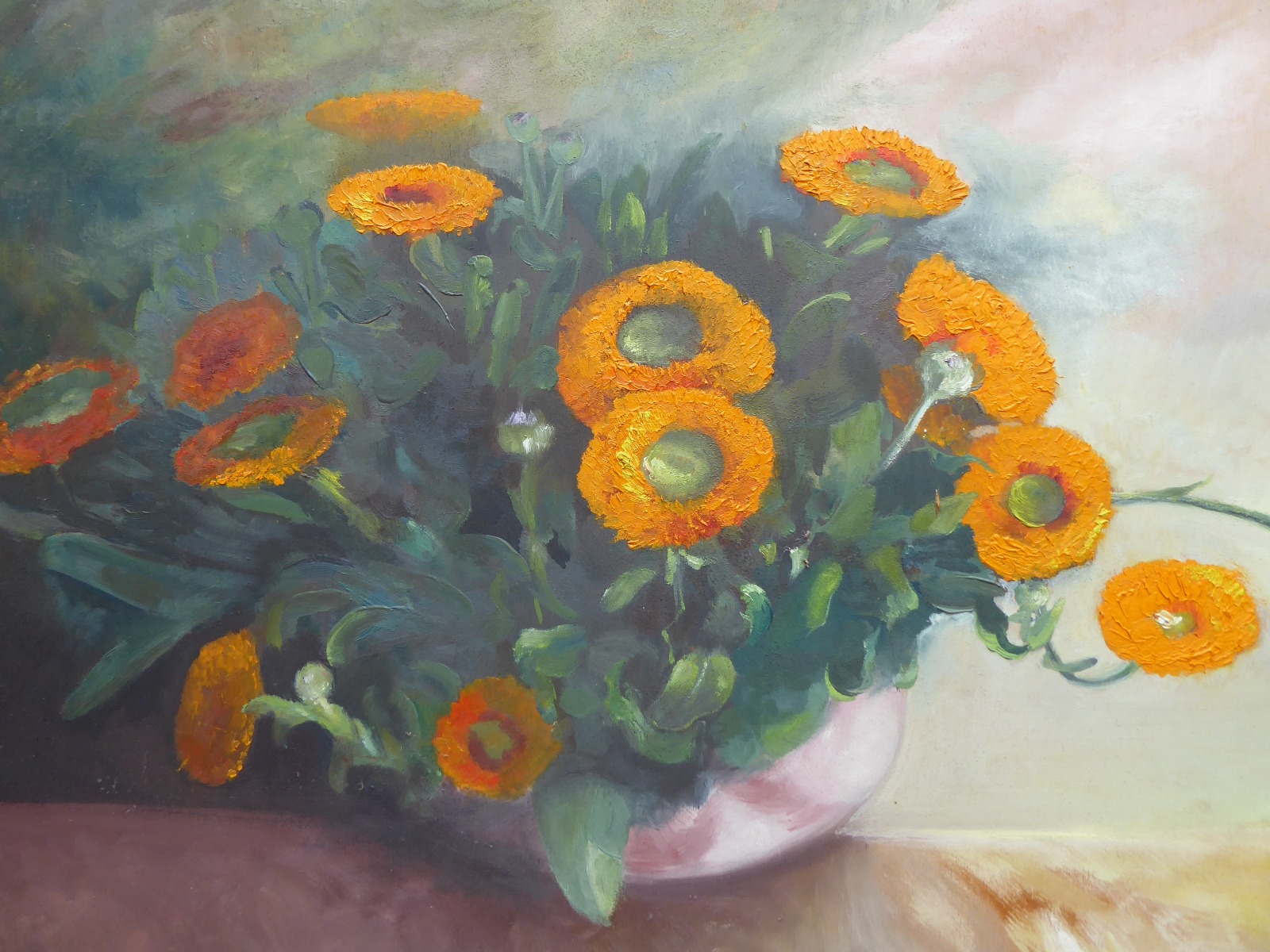 Oil on Board Marigolds in a Vase Listed Artist B Cortes (1 of 13)