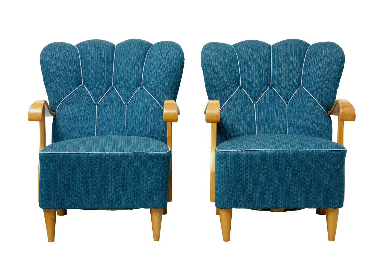 Pair Of Scandinavian 1950's Shell Back Armchairs (1 of 5) Pair Of Scandinavian 1950's Shell Back Armchairs (1 of 5)