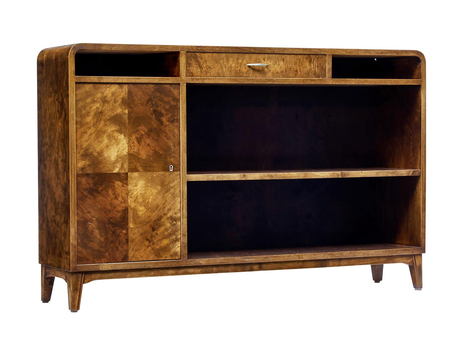 Mid 20th Century Dark Birch Scandinavian Low Bookcase (1 of 1) Mid 20th Century Dark Birch Scandinavian Low Bookcase (1 of 1)