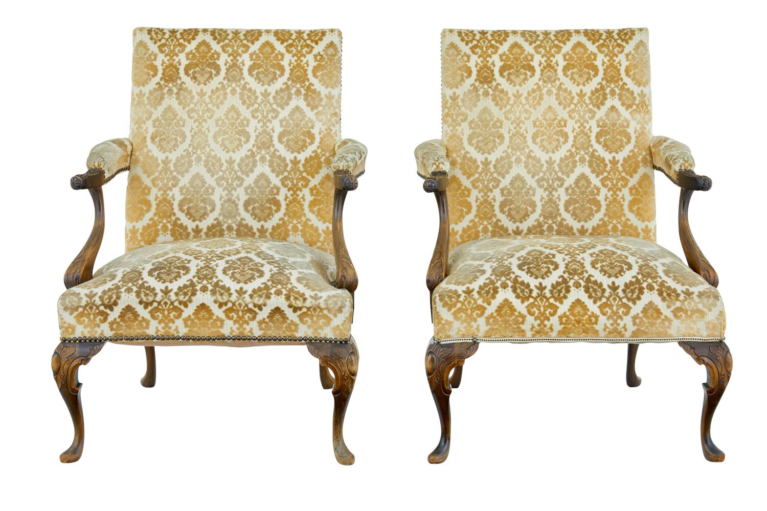 Pair of French Carved Armchairs c.1920 (1 of 1) Pair of French Carved Armchairs c.1920 (1 of 1)