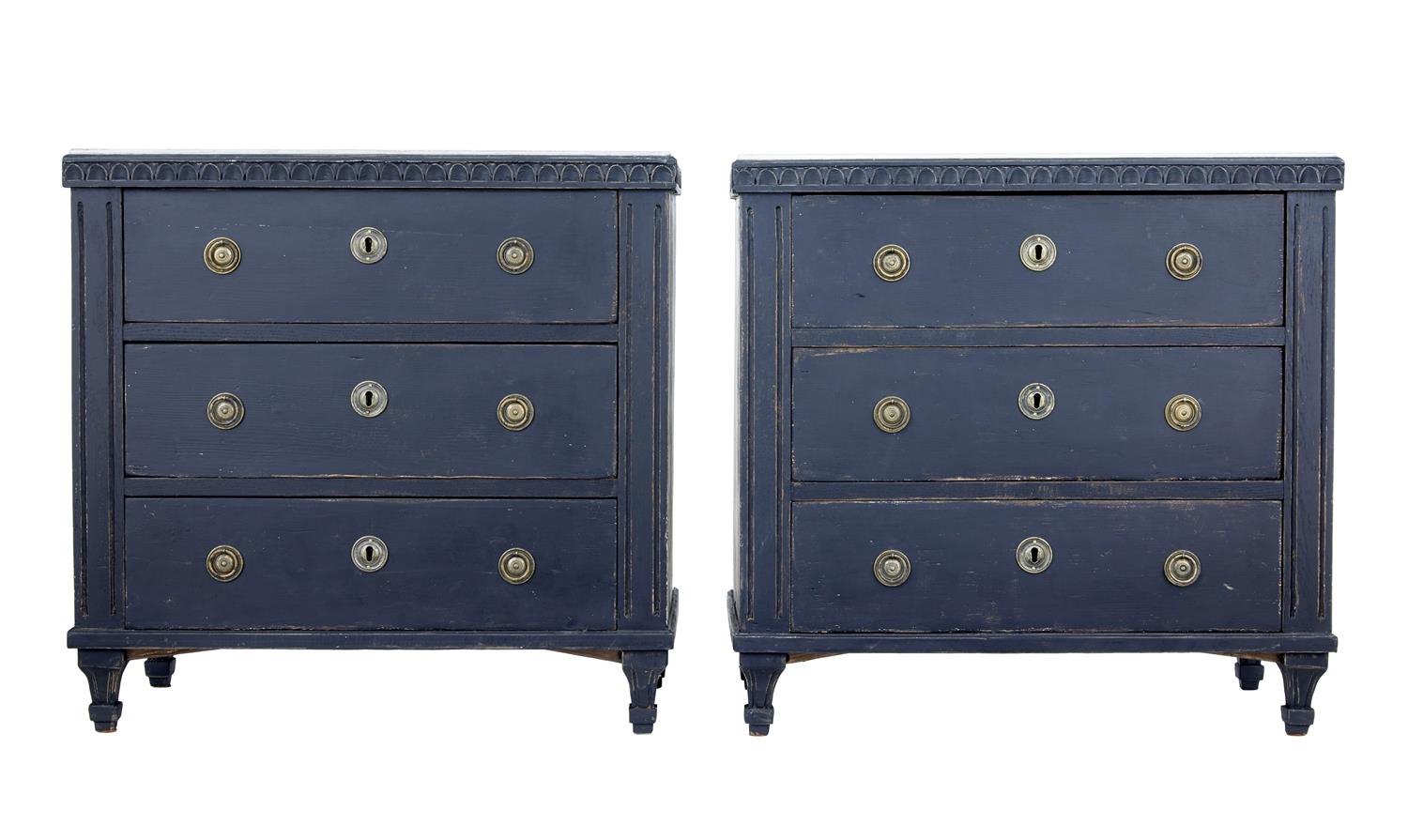 Pair of 19th Century Black Scandinavian Painted Chest of Drawers (1 of 1) Pair of 19th Century Black Scandinavian Painted Chest of Drawers (1 of 1)