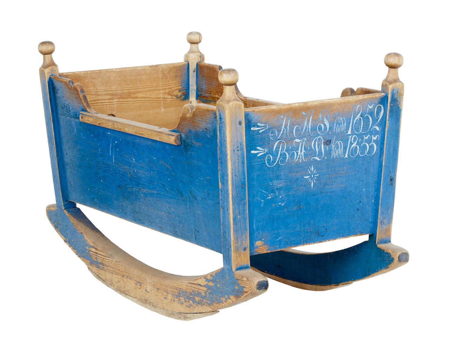 Mid 19th Century Traditional Swedish Painted Pine Crib Cradle (1 of 5) Mid 19th Century Traditional Swedish Painted Pine Crib Cradle (1 of 5)