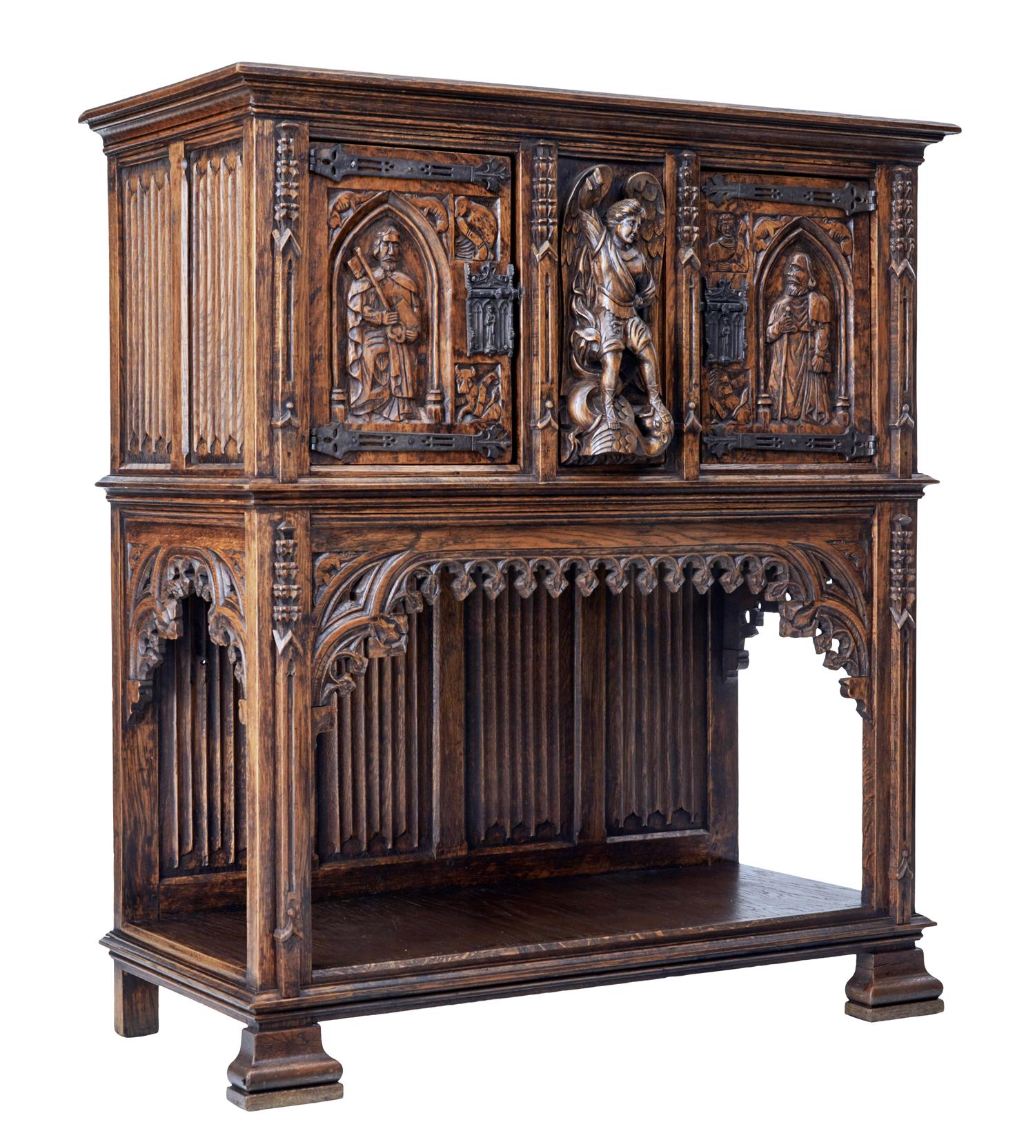 Late 19th Century Carved Oak Gothic Revival Buffet (1 of 1) Late 19th Century Carved Oak Gothic Revival Buffet (1 of 1)