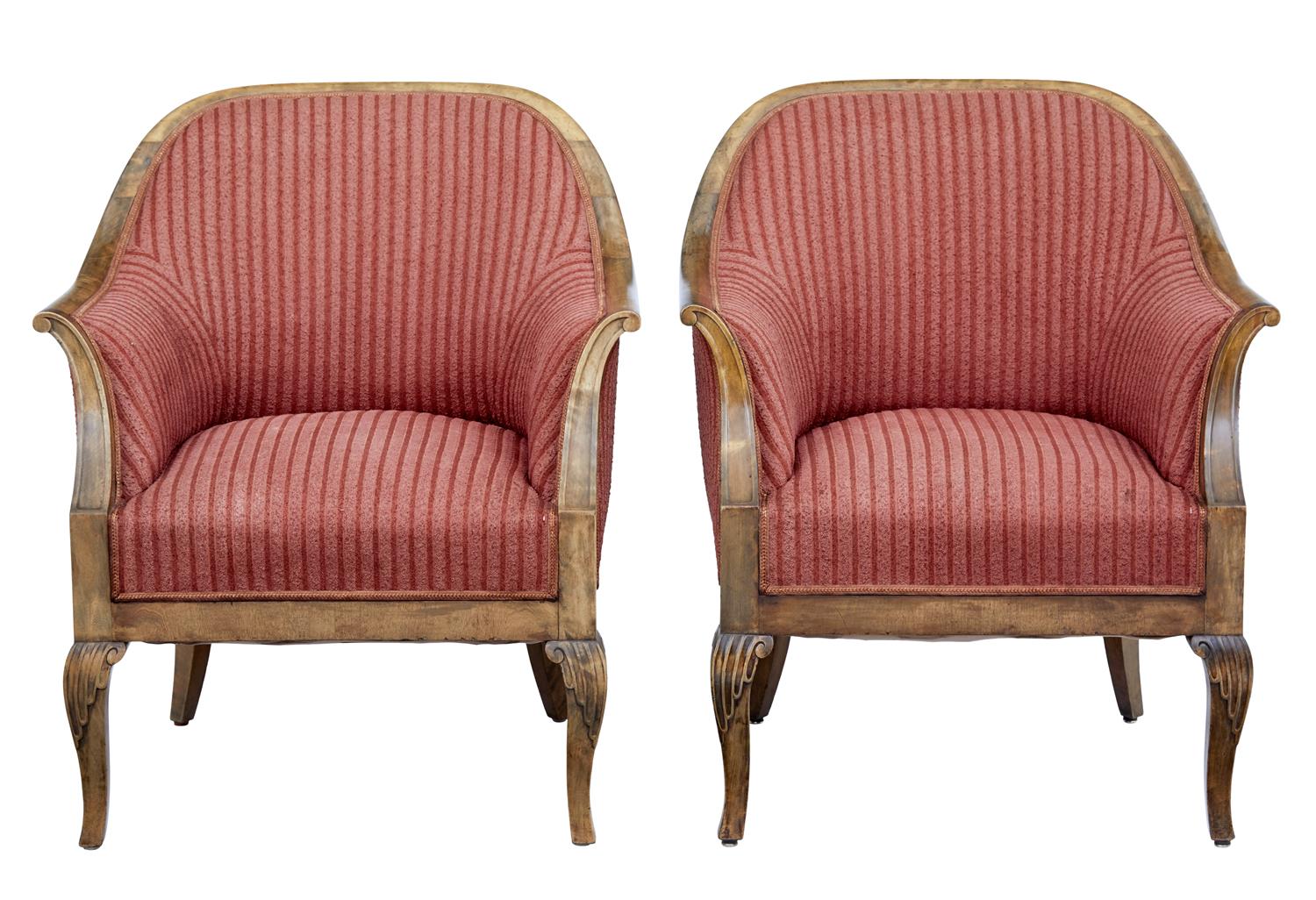 Pair of Early 20th Century Scandinavian Birch Armchairs (1 of 1) Pair of Early 20th Century Scandinavian Birch Armchairs (1 of 1)