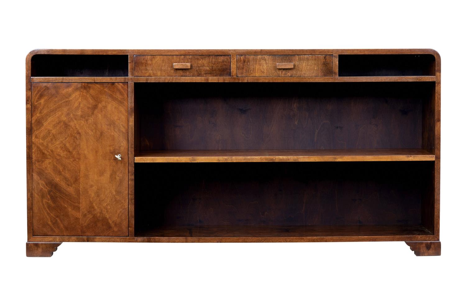 Mid 20th Century Dark Birch Low Open Bookcase (1 of 1) Mid 20th Century Dark Birch Low Open Bookcase (1 of 1)