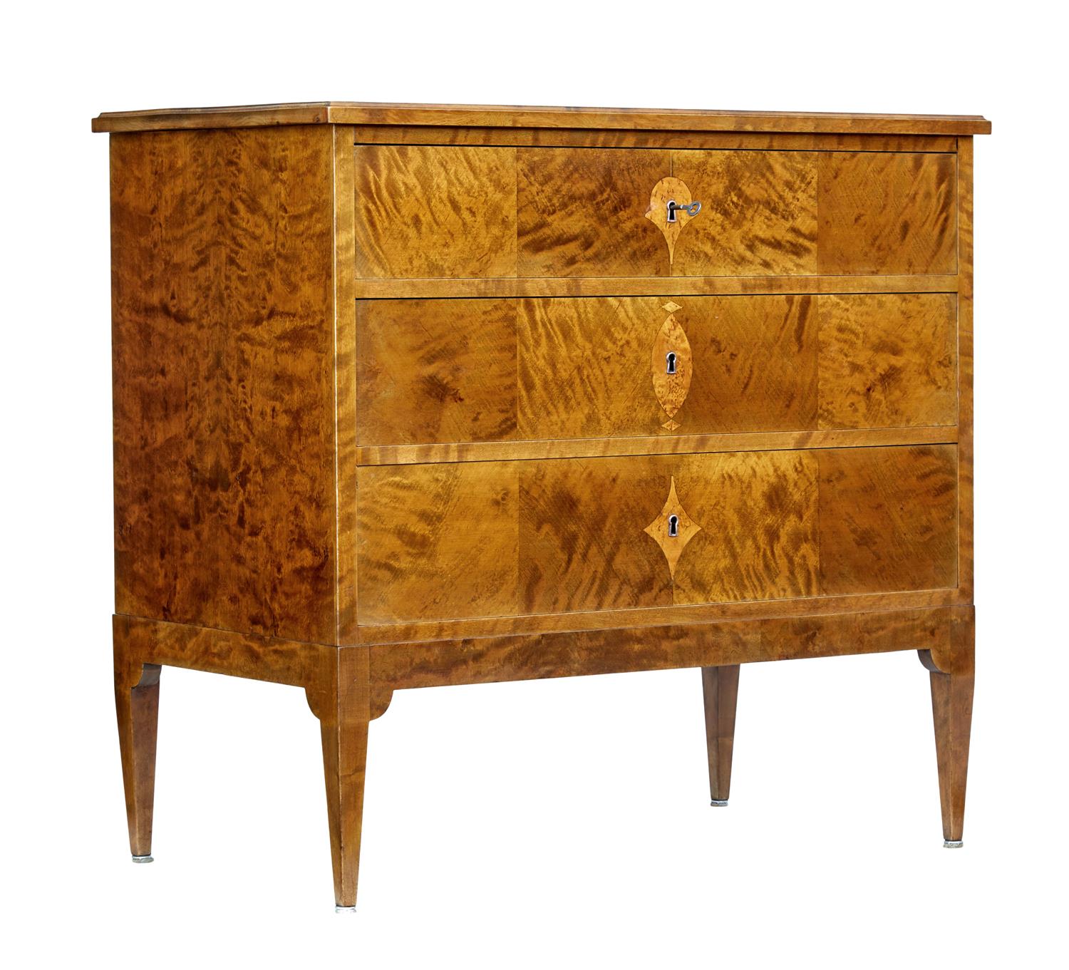 Early 20th Century Scandinavian Art Nouveau Birch Chest of Drawers (1 of 1) Early 20th Century Scandinavian Art Nouveau Birch Chest of Drawers (1 of 1)