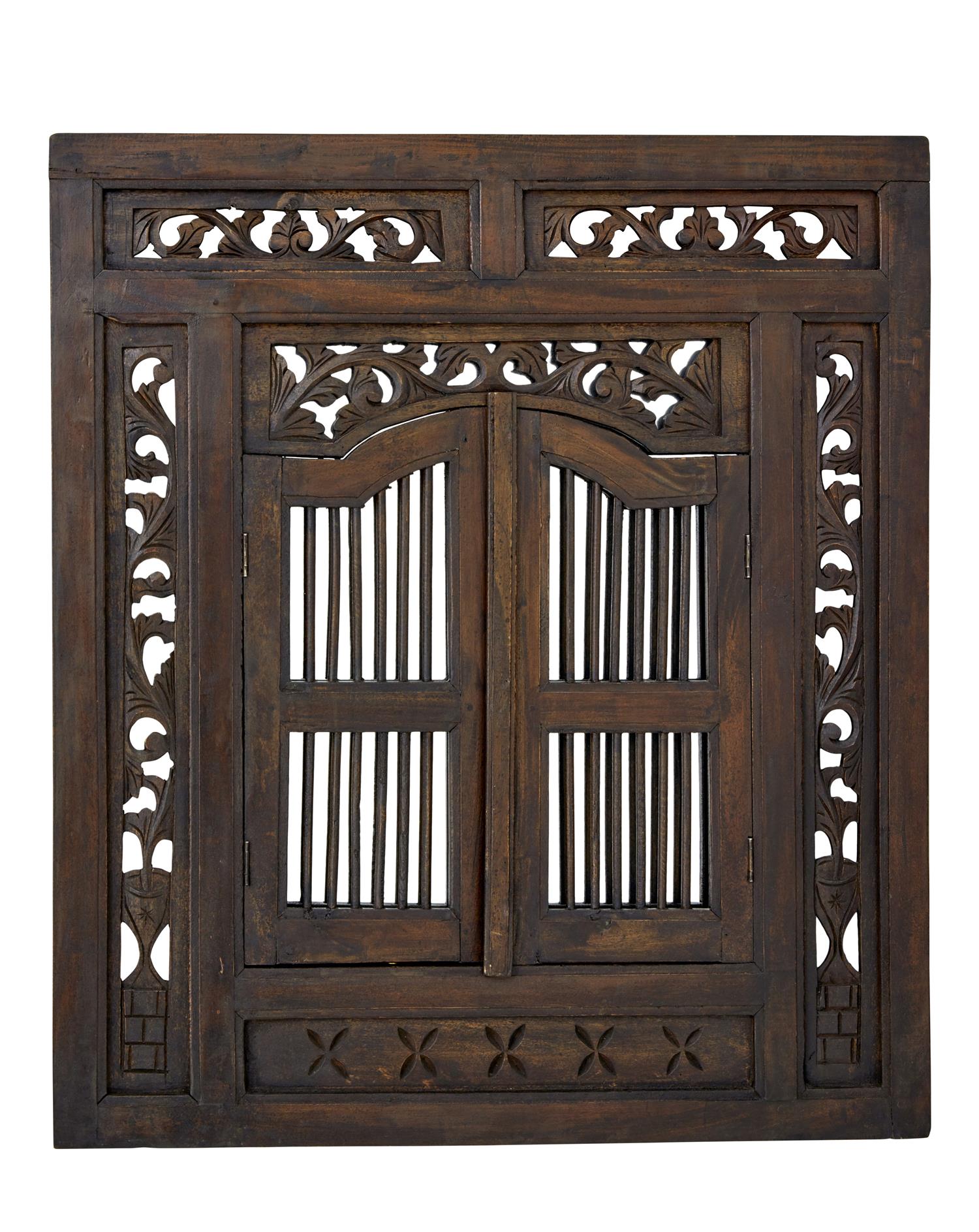 20th Century Indonesian Carved Window Mirror (1 of 4) 20th Century Indonesian Carved Window Mirror (1 of 4)