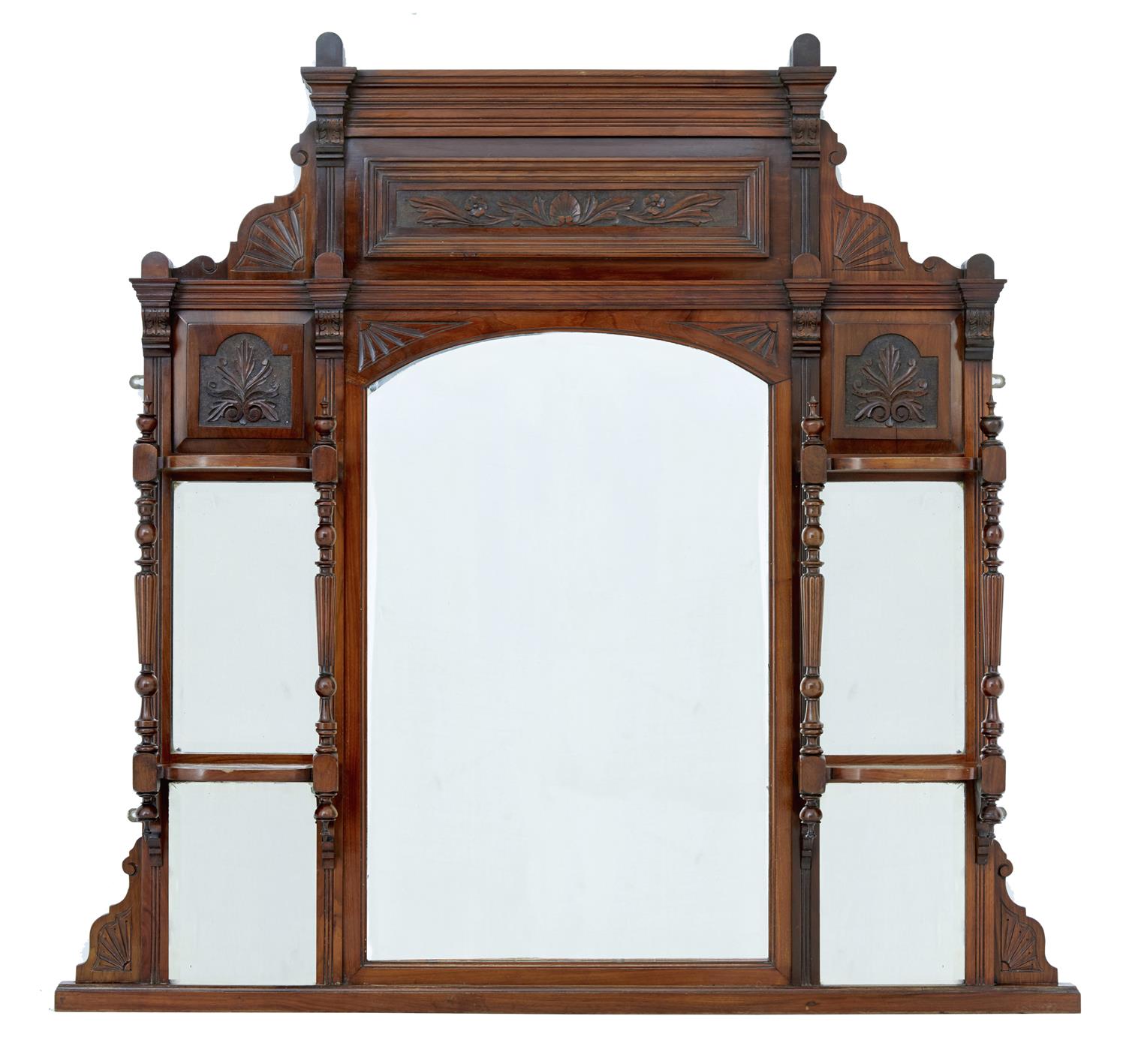 Early 20th Century Edwardian Carved Walnut Overmantle Mirror (1 of 4) Early 20th Century Edwardian Carved Walnut Overmantle Mirror (1 of 4)