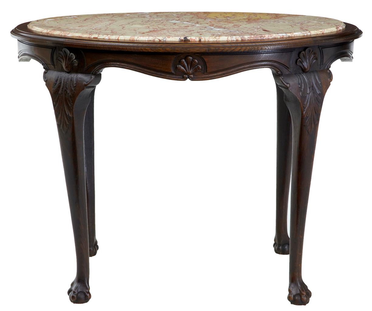 19th Century French Oak Marble Top Centre Table (1 of 4) 19th Century French Oak Marble Top Centre Table (1 of 4)