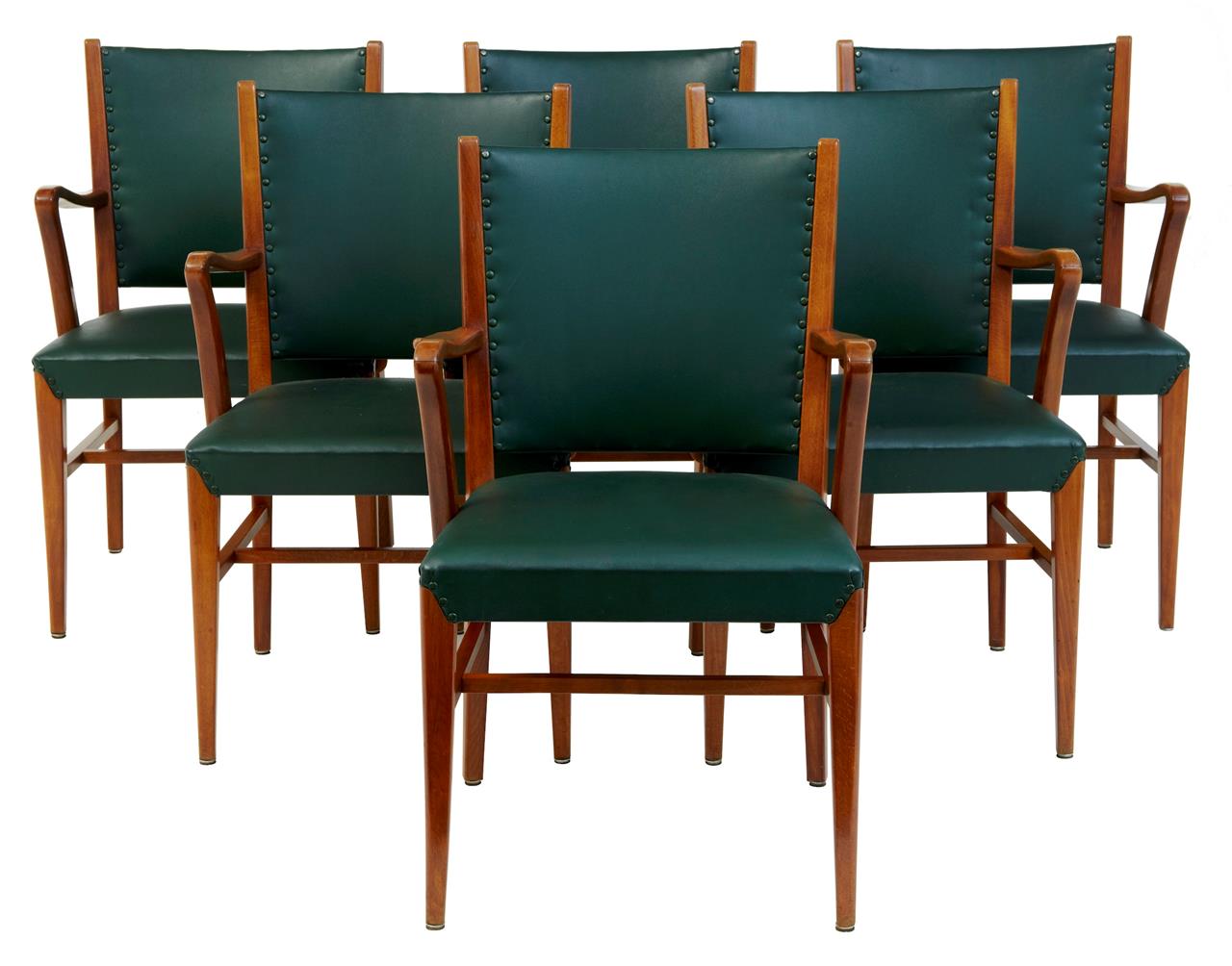Set of 6 20th Century Design Teak & Leather Armchairs (1 of 1) Set of 6 20th Century Design Teak & Leather Armchairs (1 of 1)