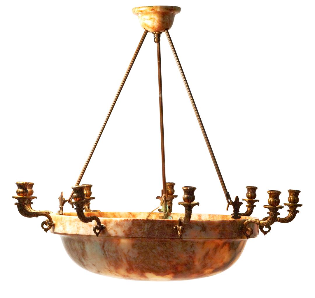 Early 20th Century Alabaster Ceiling Light with Ormolu Candlebra (1 of 6) Early 20th Century Alabaster Ceiling Light with Ormolu Candlebra (1 of 6)